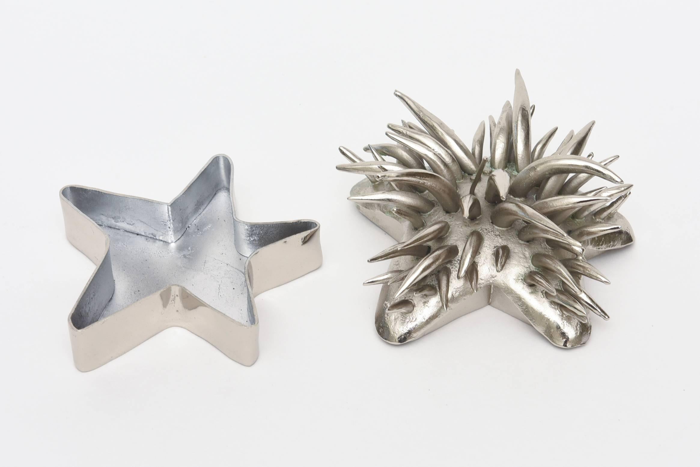 Mid-20th Century Nickel Silver/Silver Bronze Sea Urchin Two-Part Sculptural Box
