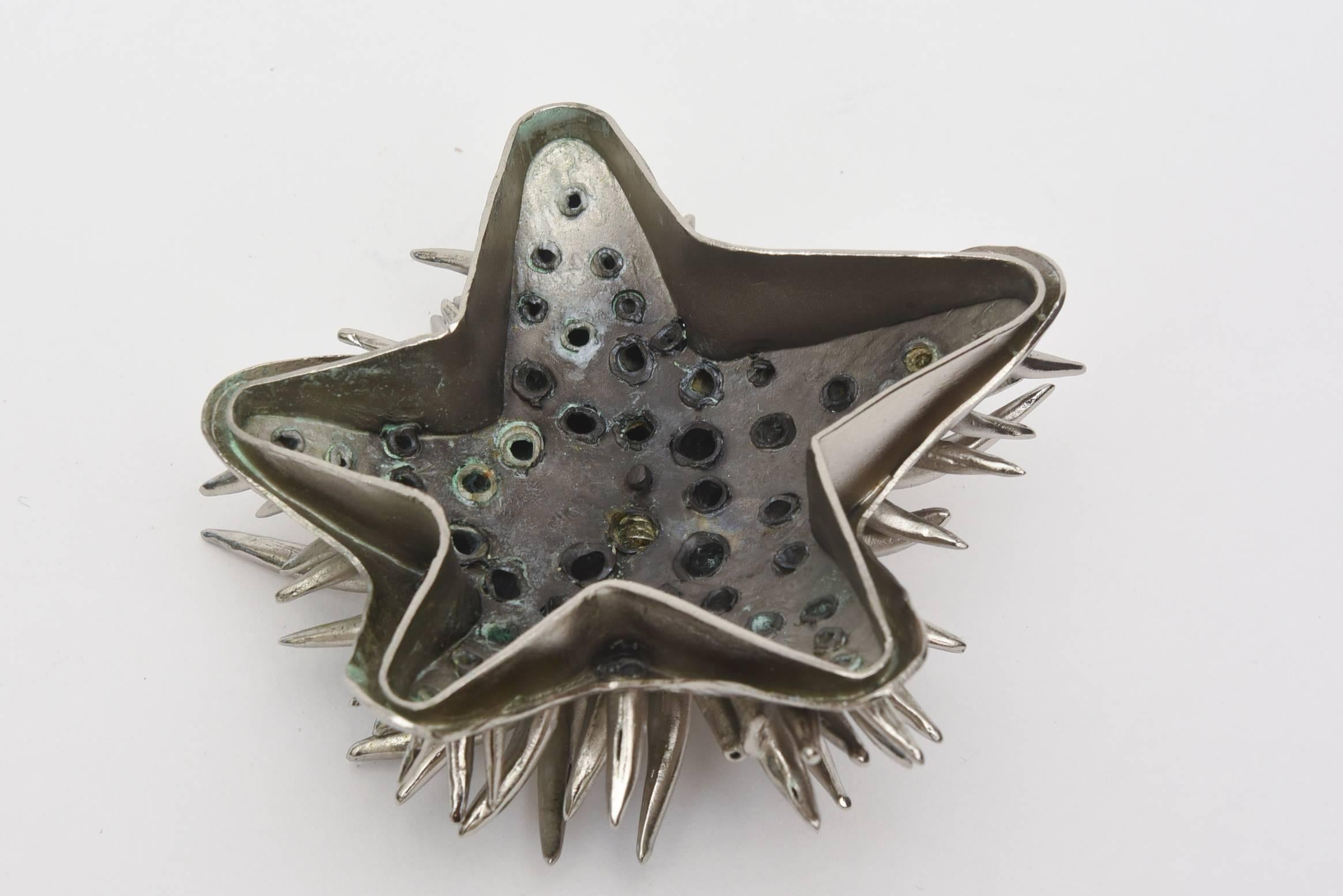 Nickel Silver/Silver Bronze Sea Urchin Two-Part Sculptural Box 1