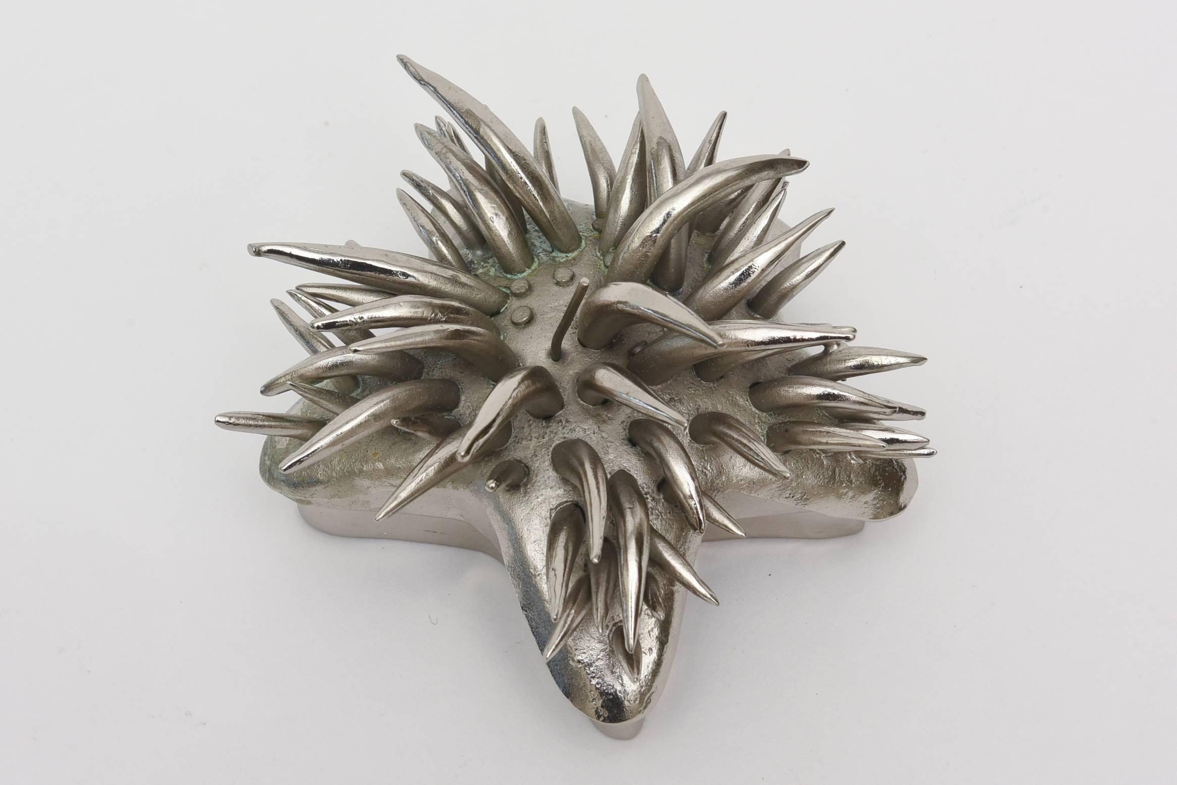 American Nickel Silver/Silver Bronze Sea Urchin Two-Part Sculptural Box