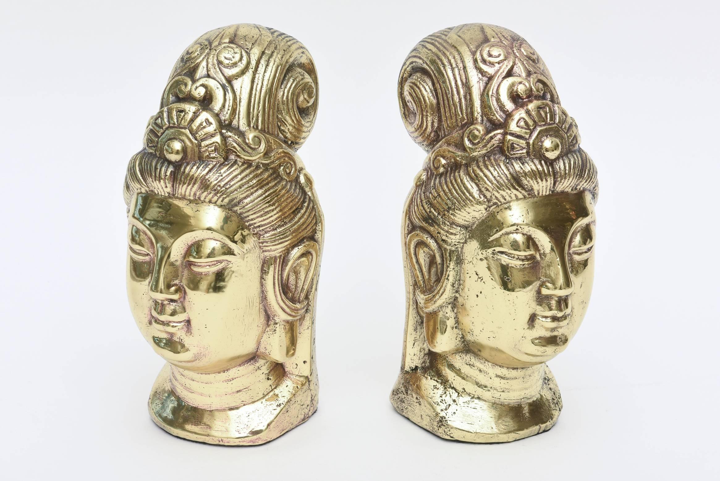 These lovely pair of solid brass Buddhas can be used as bookends. They are vintage mid century and have been professionally polished.
They would be great on a mantel or fireplace and or console.


