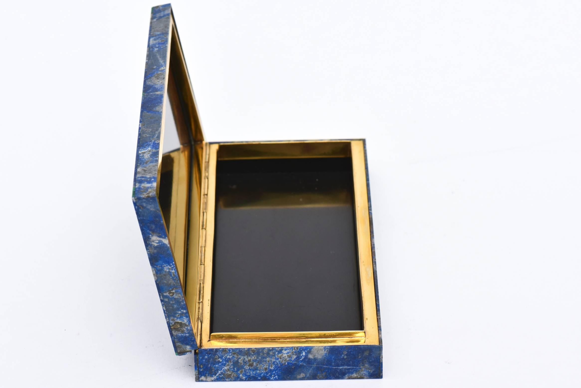 Mid-20th Century Vintage Lapis Lazuli and X-Form Malachite Hinged Box