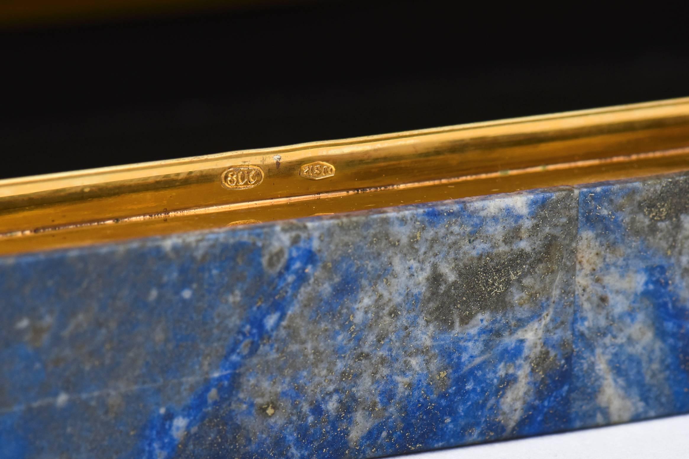 Vintage Lapis Lazuli and X-Form Malachite Hinged Box 2