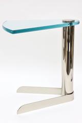 Pace Sculptural Wedge Nickel Silver and Glass Side or Drink Table