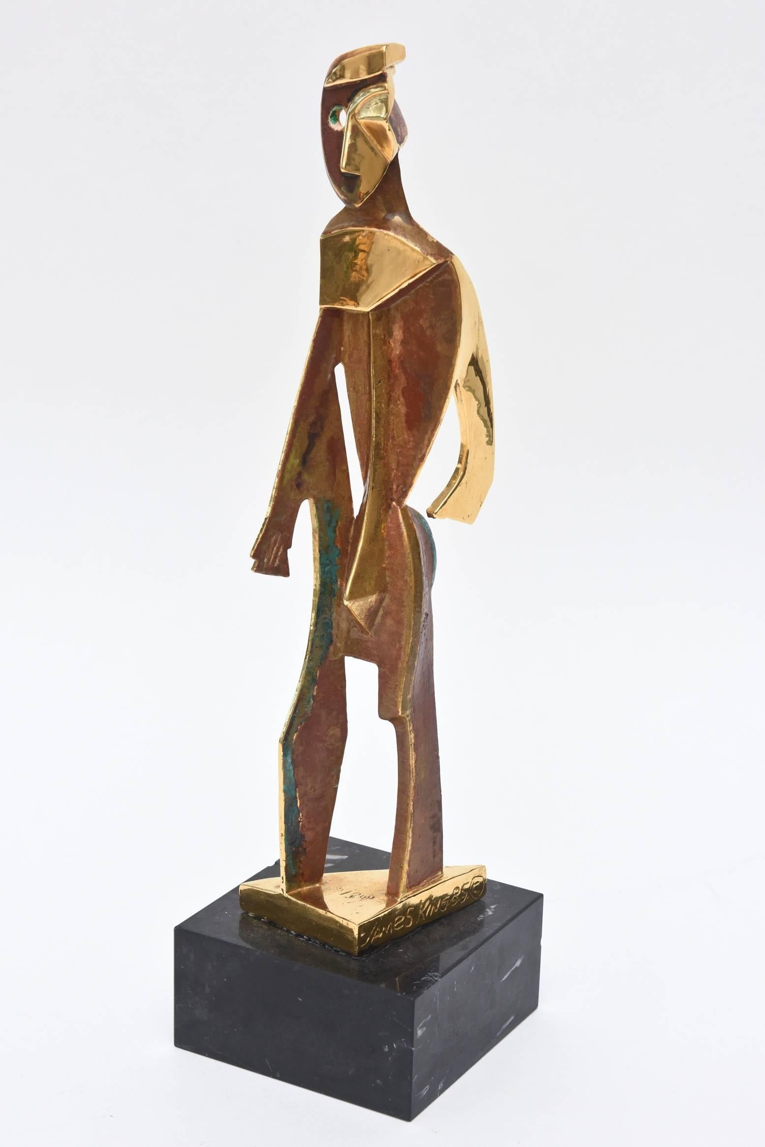 This arresting cubist sculpture is signed James King and is entitled