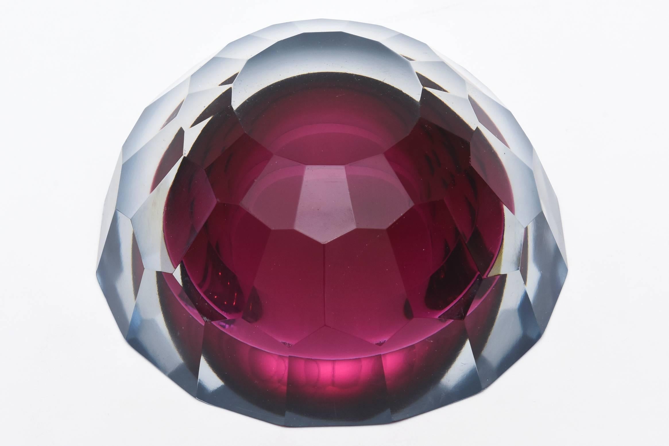 Rare Italian Murano Diamond Faceted Geode Glass Bowl/Caviar Bowl 3