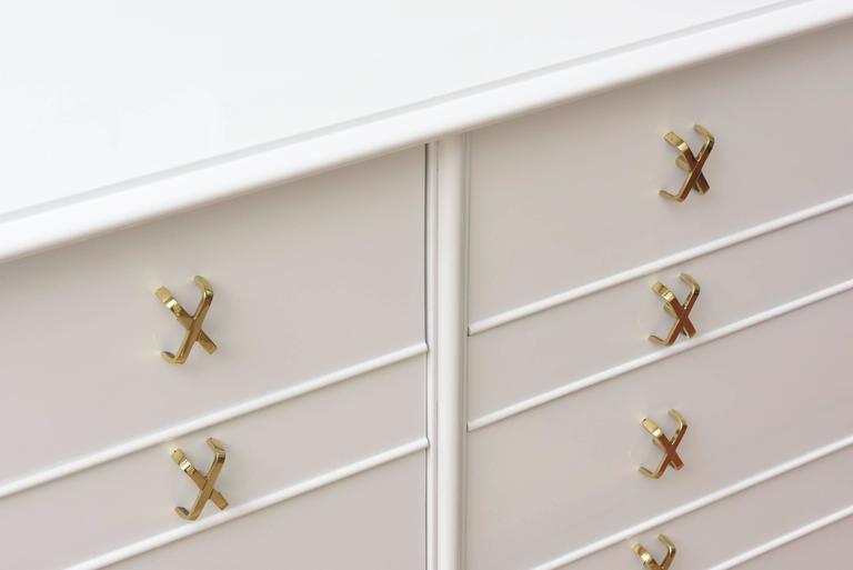 Mid Century Modern White Lacquered And Iconic X Brass Pulls Paul American Mid Century Modern White Lacquered And Iconic X Brass Pulls Paul Frankl Dresser For