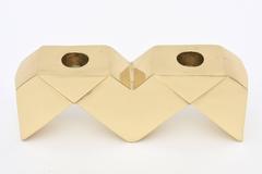 Polished Brass Sculptural Candlestick