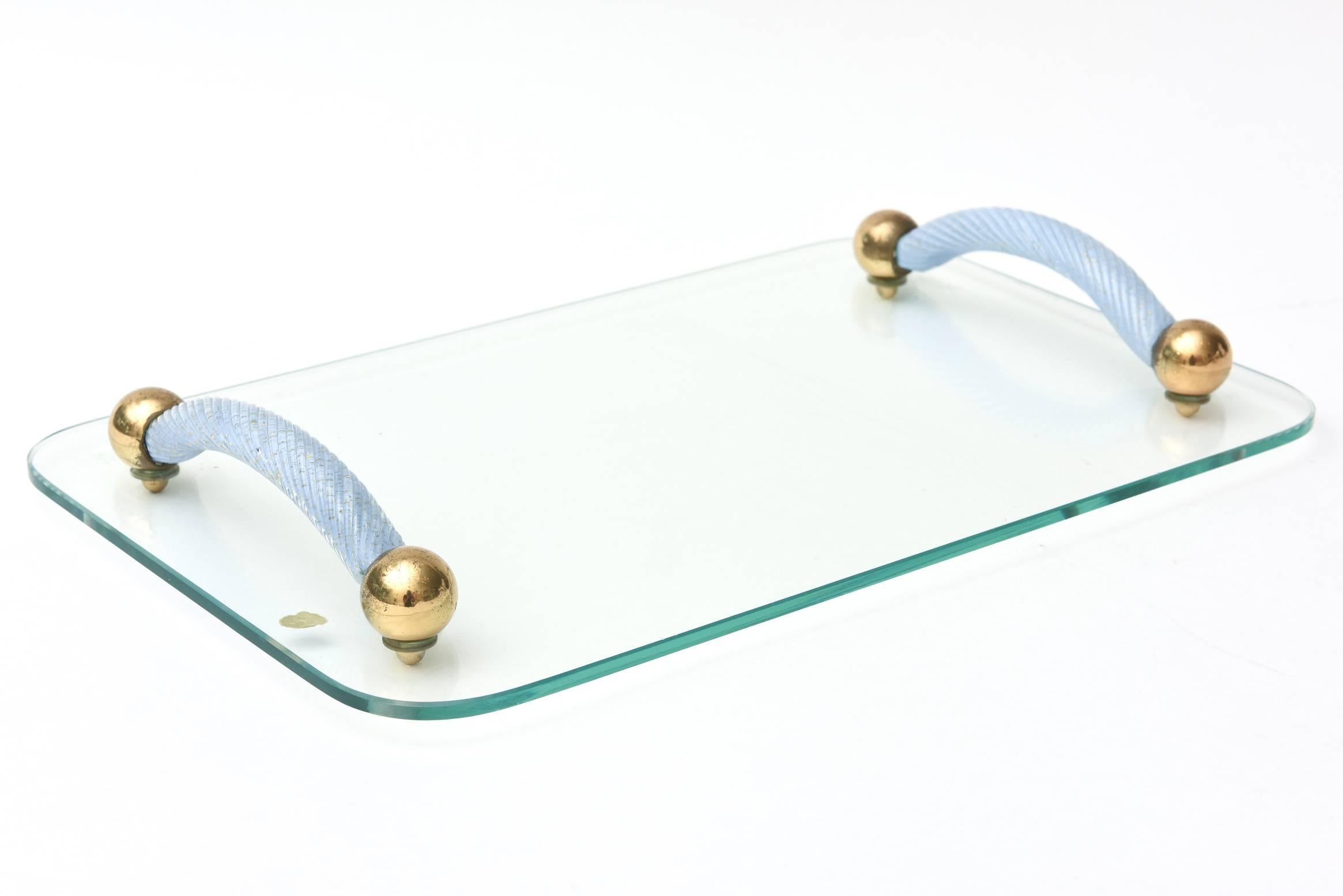 Italian Murano Glass and Brass Tray/ Serving Tray 3