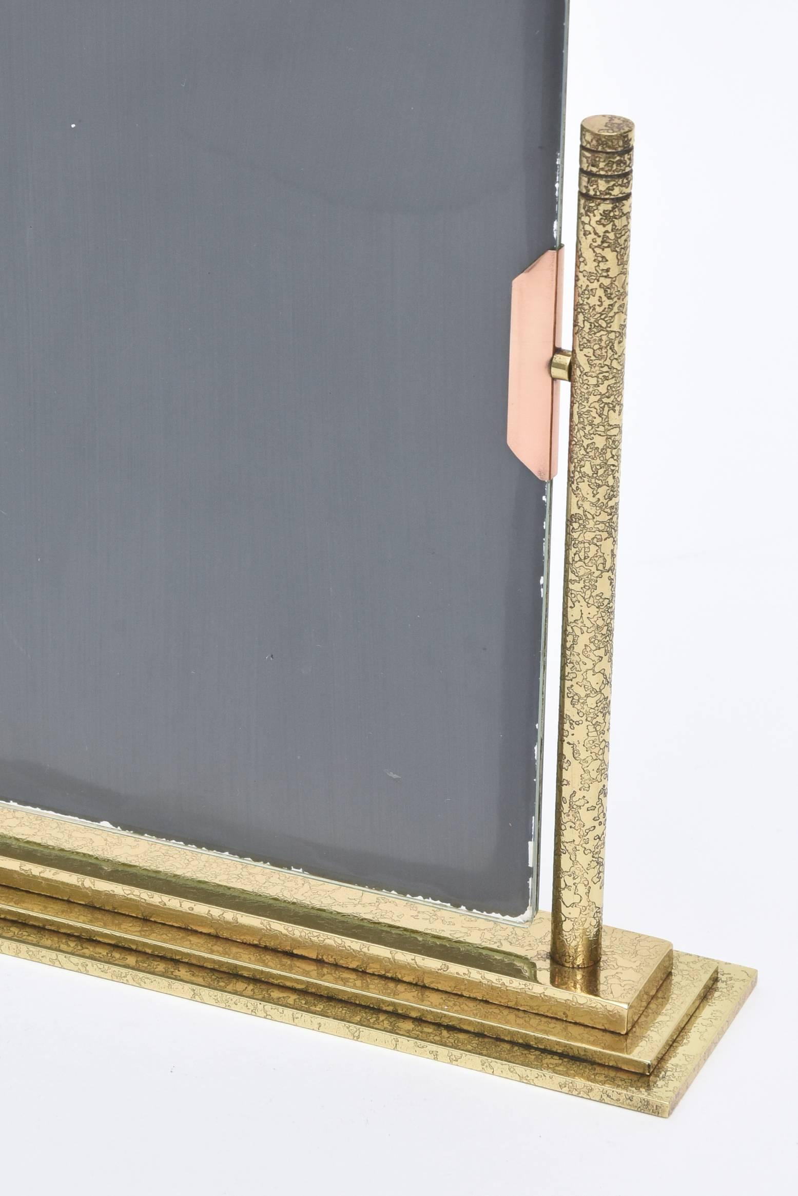 Mid-20th Century Bronze and Brass Vintage Dual Picture Frame and Mirror