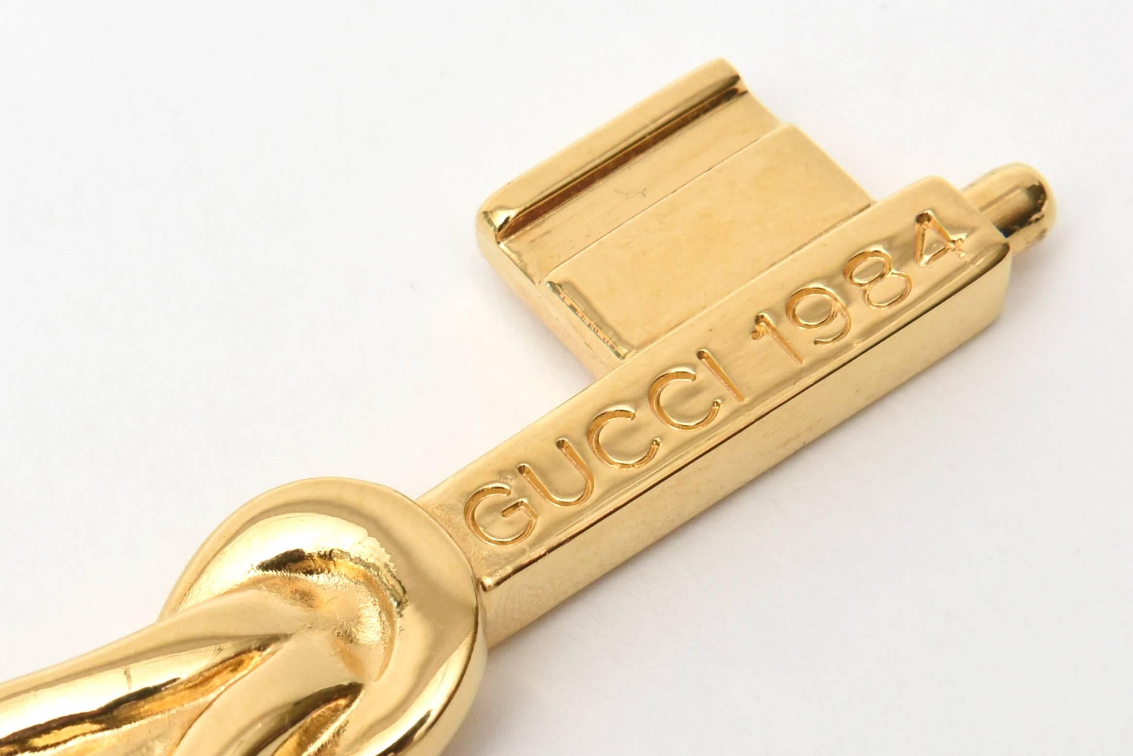 Signed Italian Gucci Gold-Plated Key Chain 4
