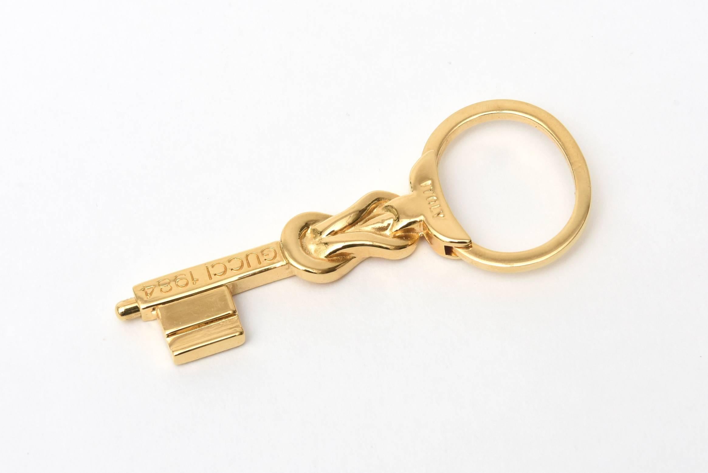 Late 20th Century Signed Italian Gucci Gold-Plated Key Chain