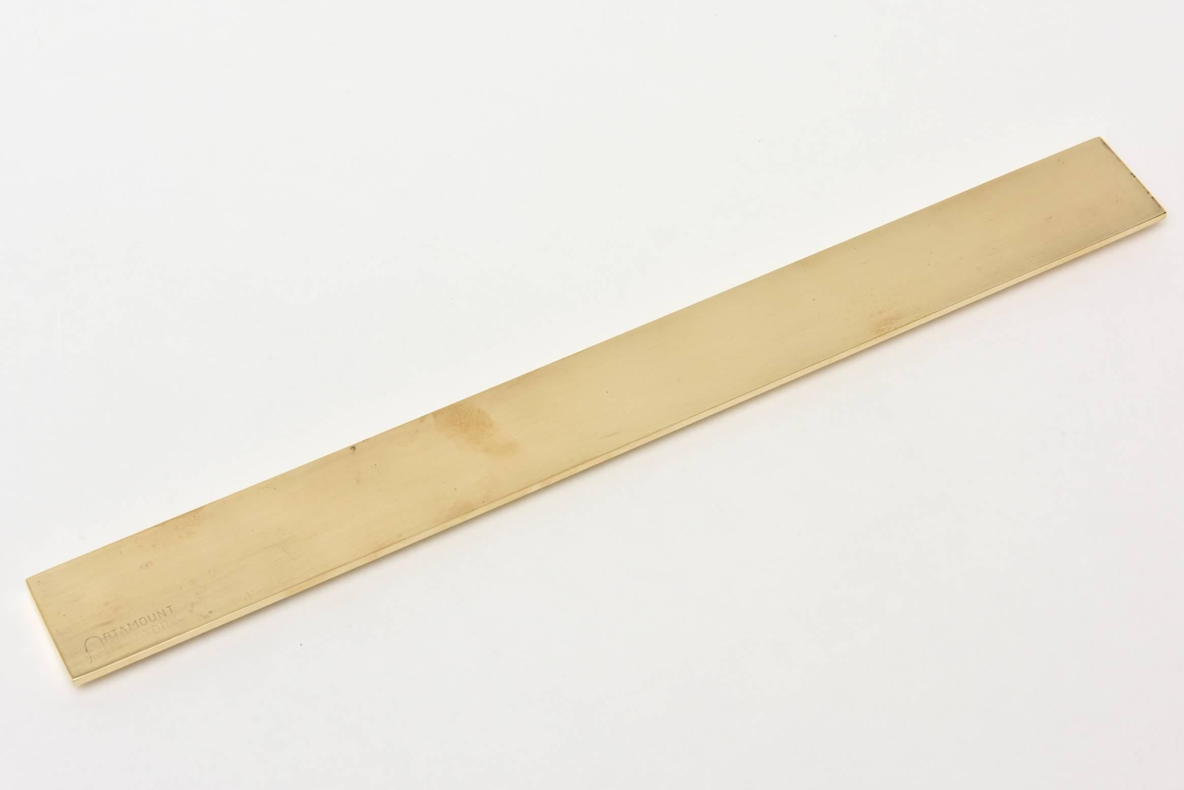 Brass Desk Ruler Desk Accessory or Paperweight Mid-Century Modern 1