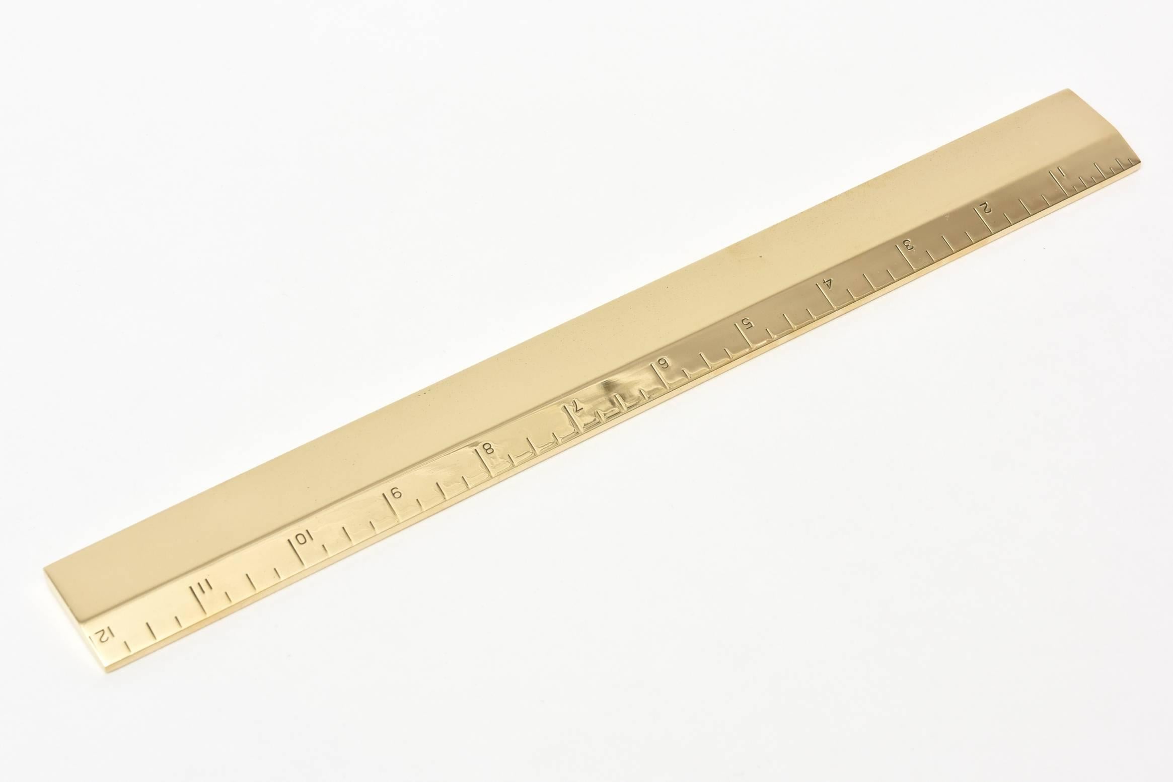 American Brass Desk Ruler Desk Accessory or Paperweight Mid-Century Modern