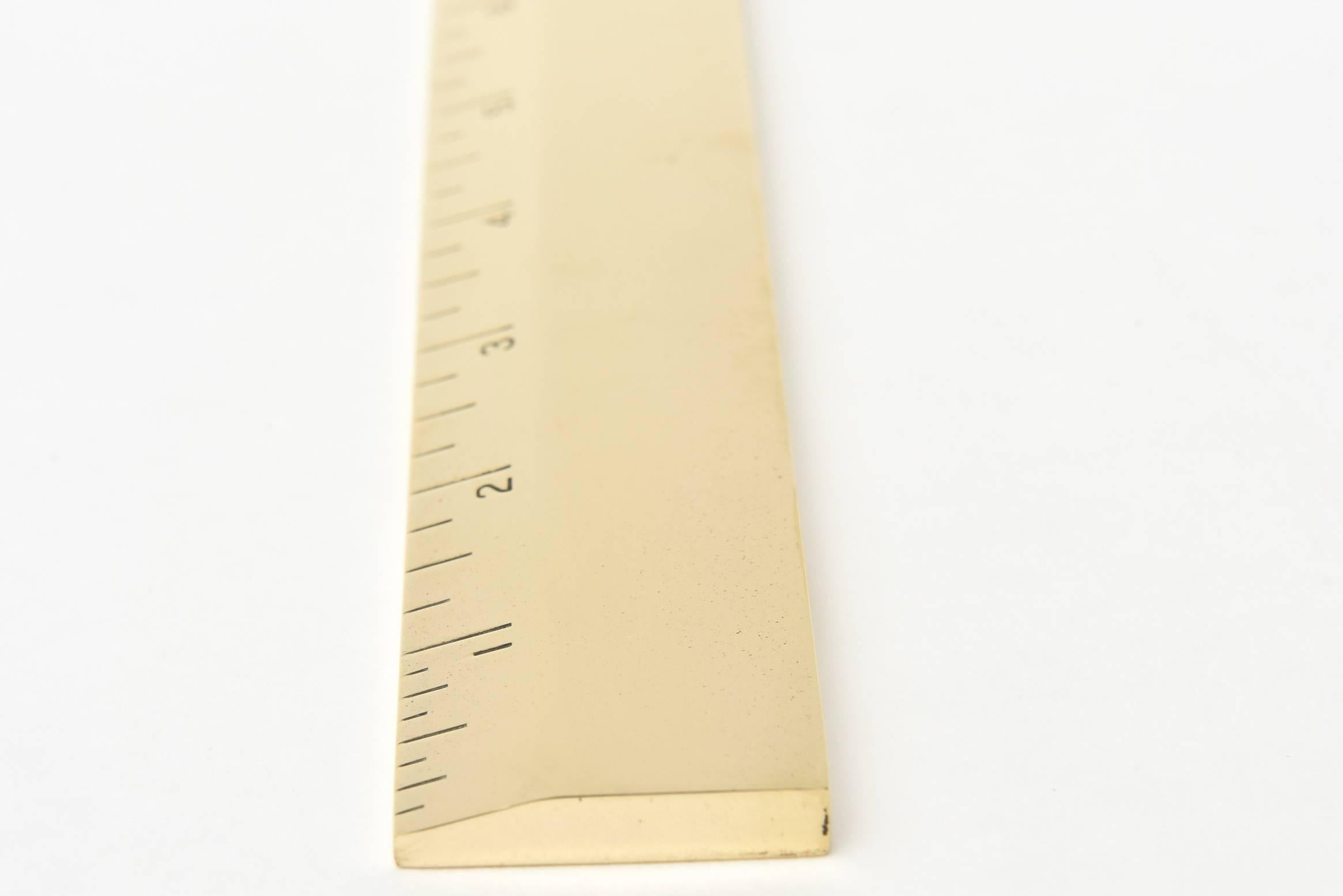 Mid-20th Century Brass Desk Ruler Desk Accessory or Paperweight Mid-Century Modern