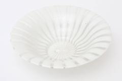 Vintage Murano Venini White and Clear Pinwheel Spiral Glass Bowl