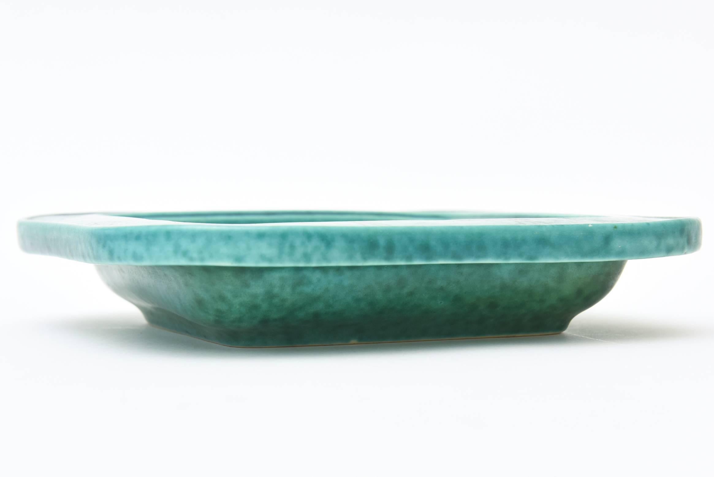Art Deco Sterling Silver & Ceramic William Kage for Gustavsberg Argenta Square Large Bowl