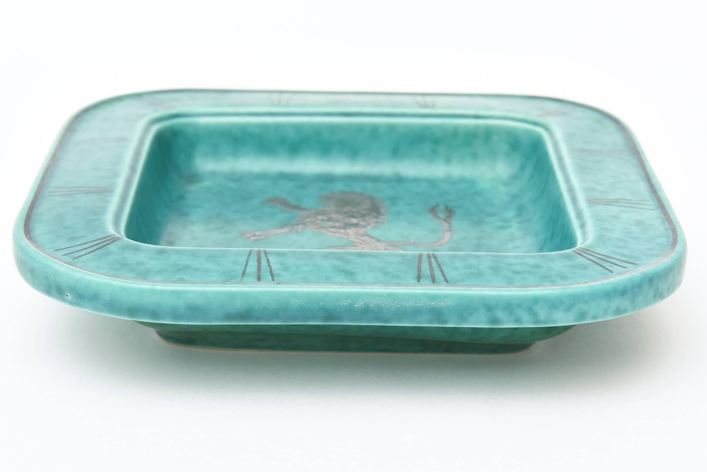This gorgeous and large Art Deco square bowl designed by Wilhelm Kage that is signed on the back 
