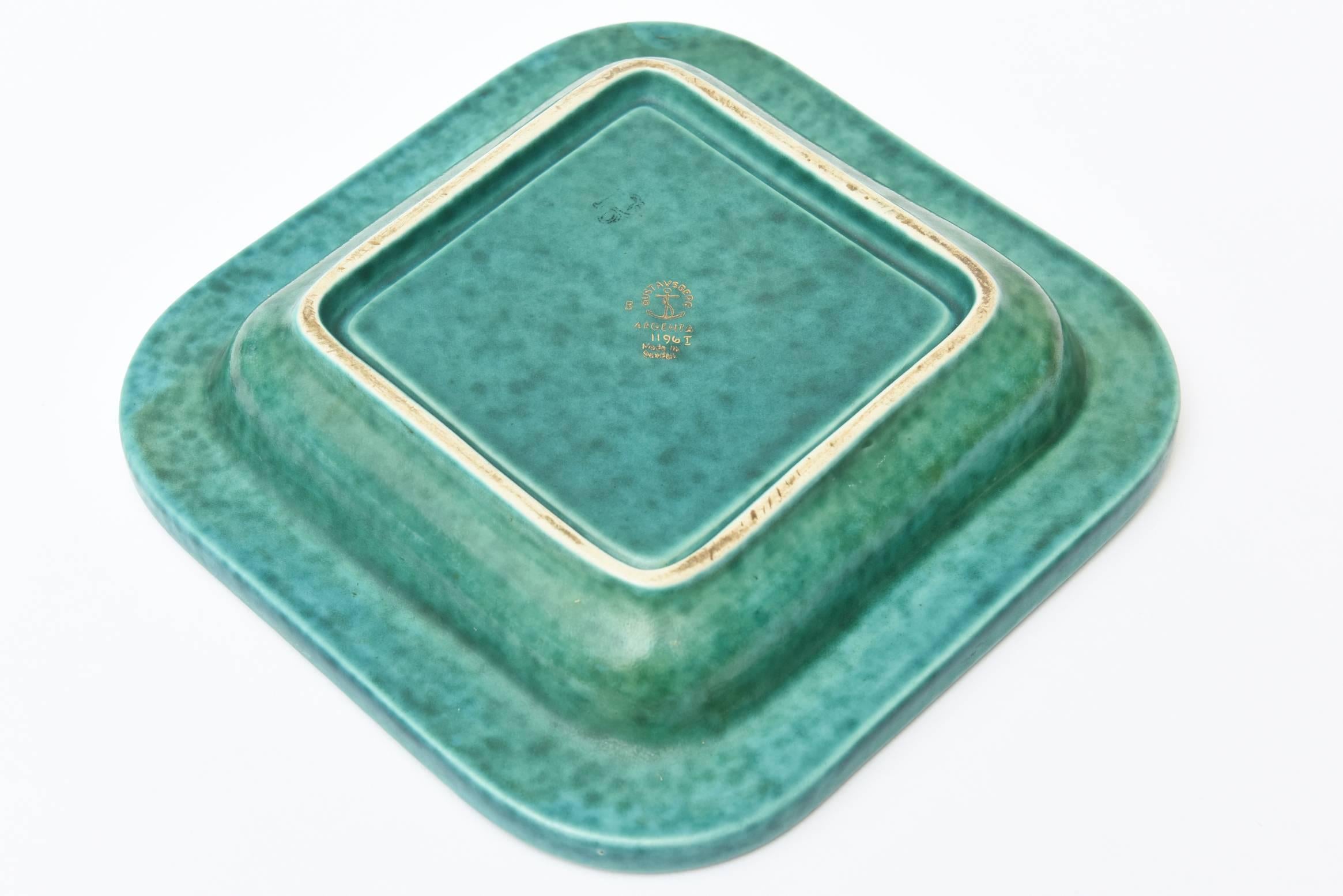Sterling Silver & Ceramic William Kage for Gustavsberg Argenta Square Large Bowl 3