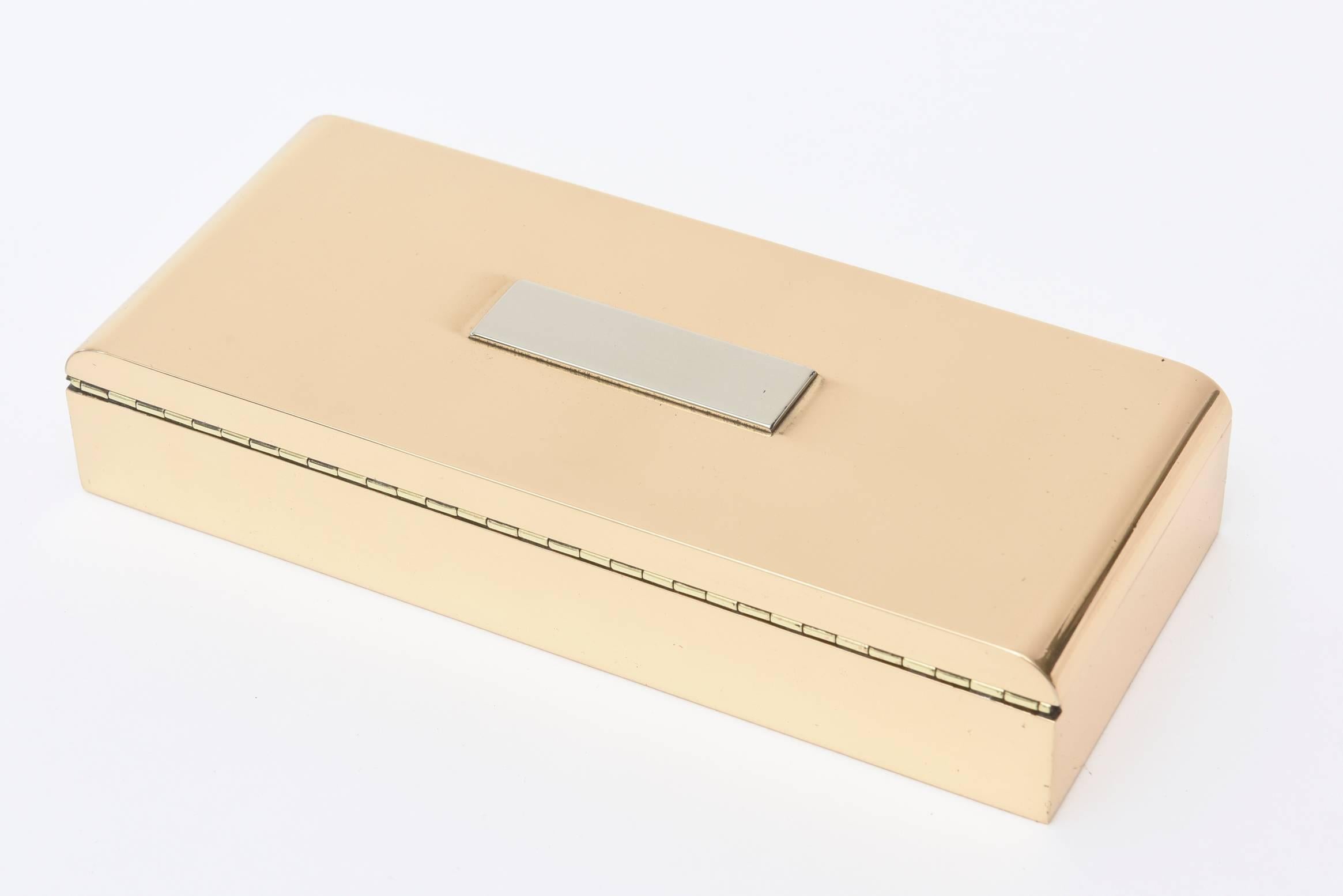 Art Deco signiert Bronze und Silber Platte Scharnier Box Schreibtisch Accessoire im Zustand „Gut“ im Angebot in North Miami, FL