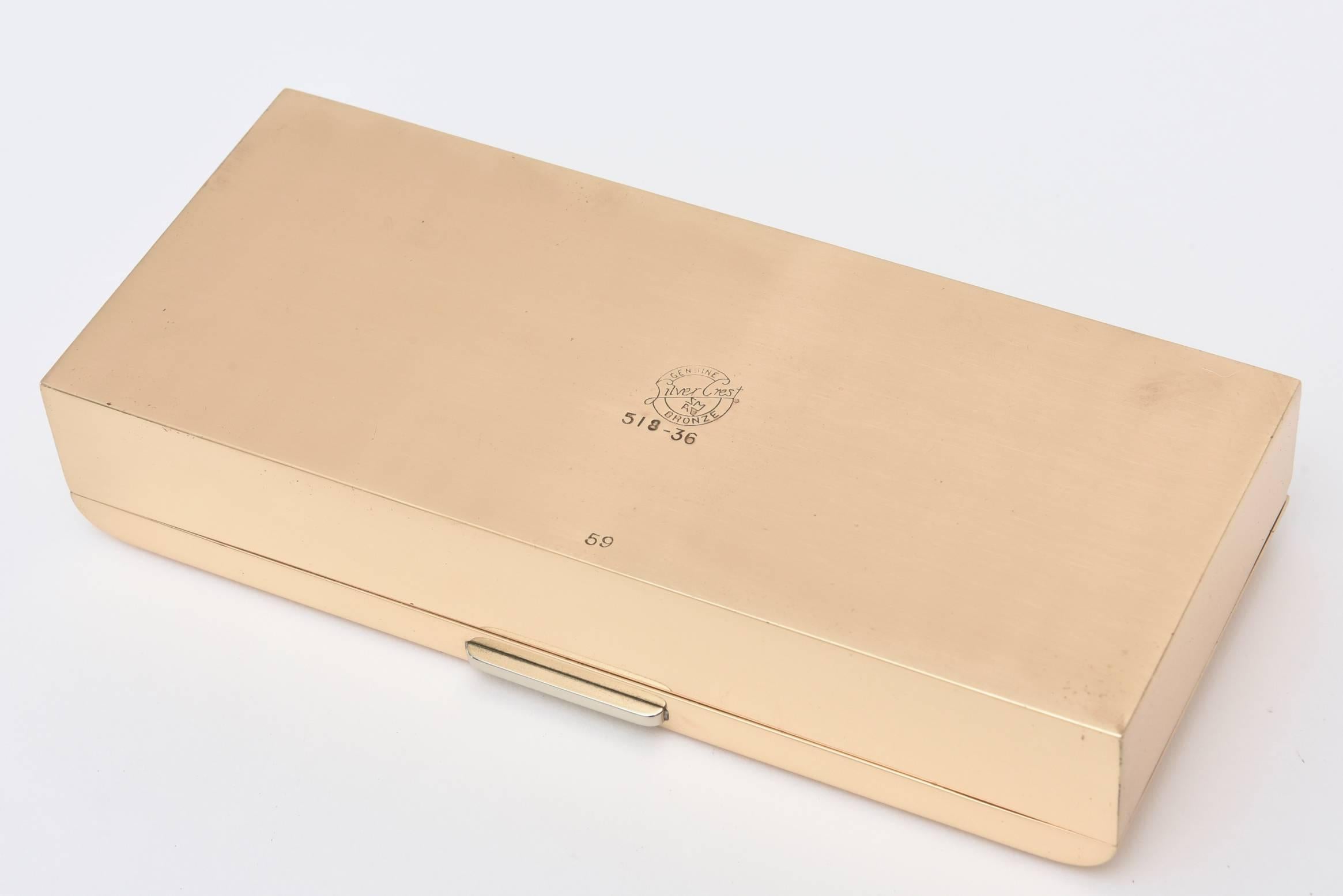 Art Deco signiert Bronze und Silber Platte Scharnier Box Schreibtisch Accessoire im Angebot 2