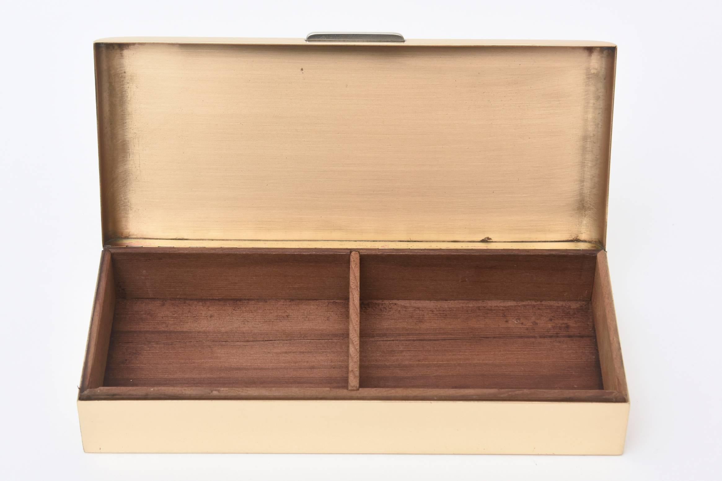 Art Deco signiert Bronze und Silber Platte Scharnier Box Schreibtisch Accessoire (Mitte des 20. Jahrhunderts) im Angebot