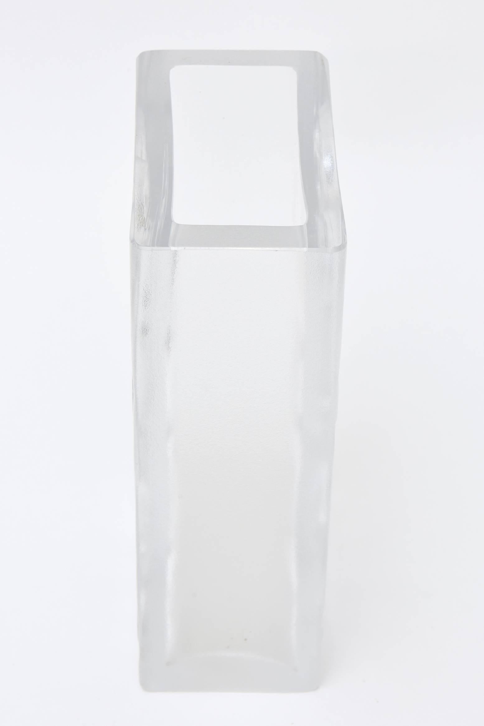 Mid-20th Century Hallmarked Modernist Danish Cutout Square Glass Vase Desk Accessory