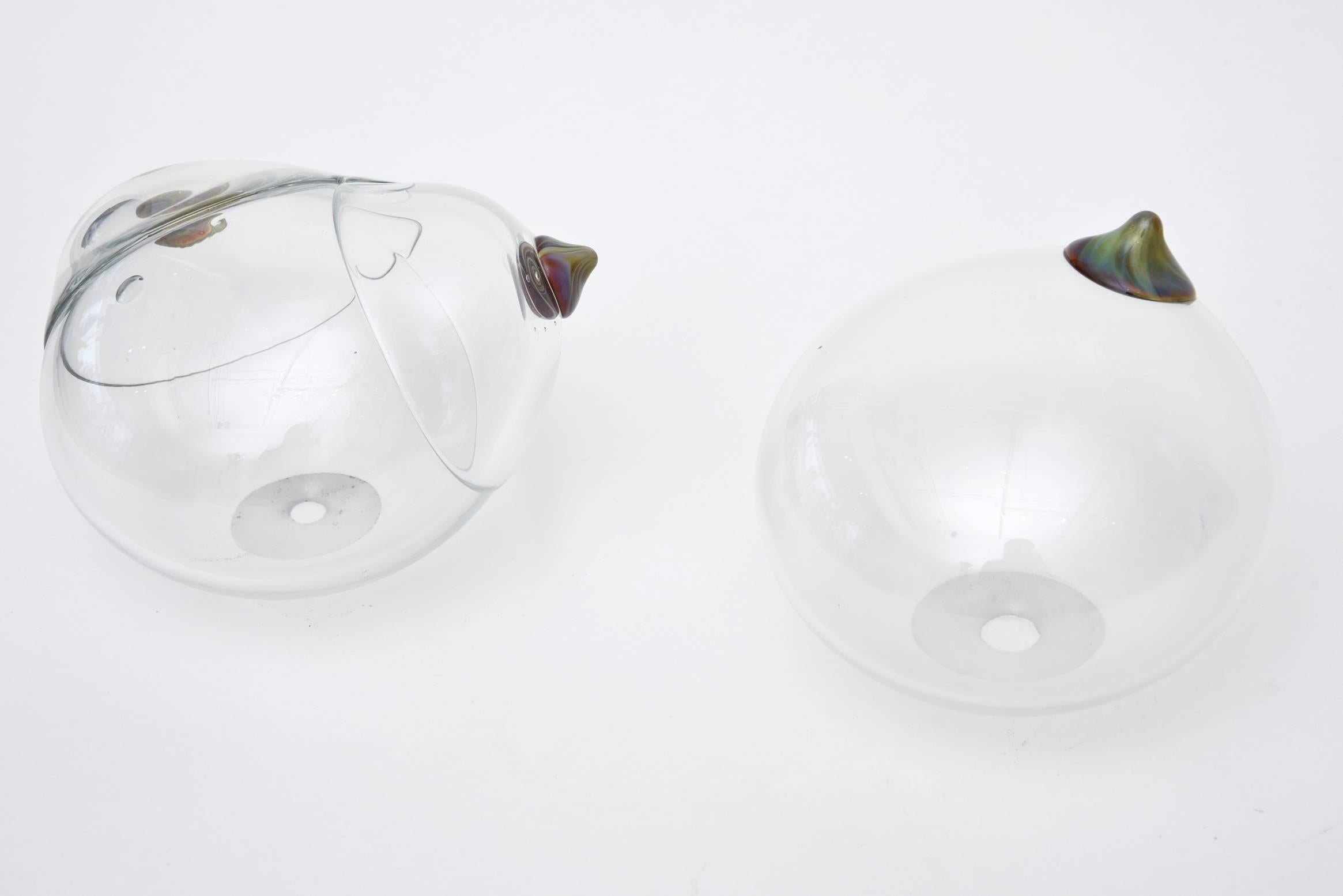 Pair of Studio One of a Kind Blown Glass Breast Sculptures 1