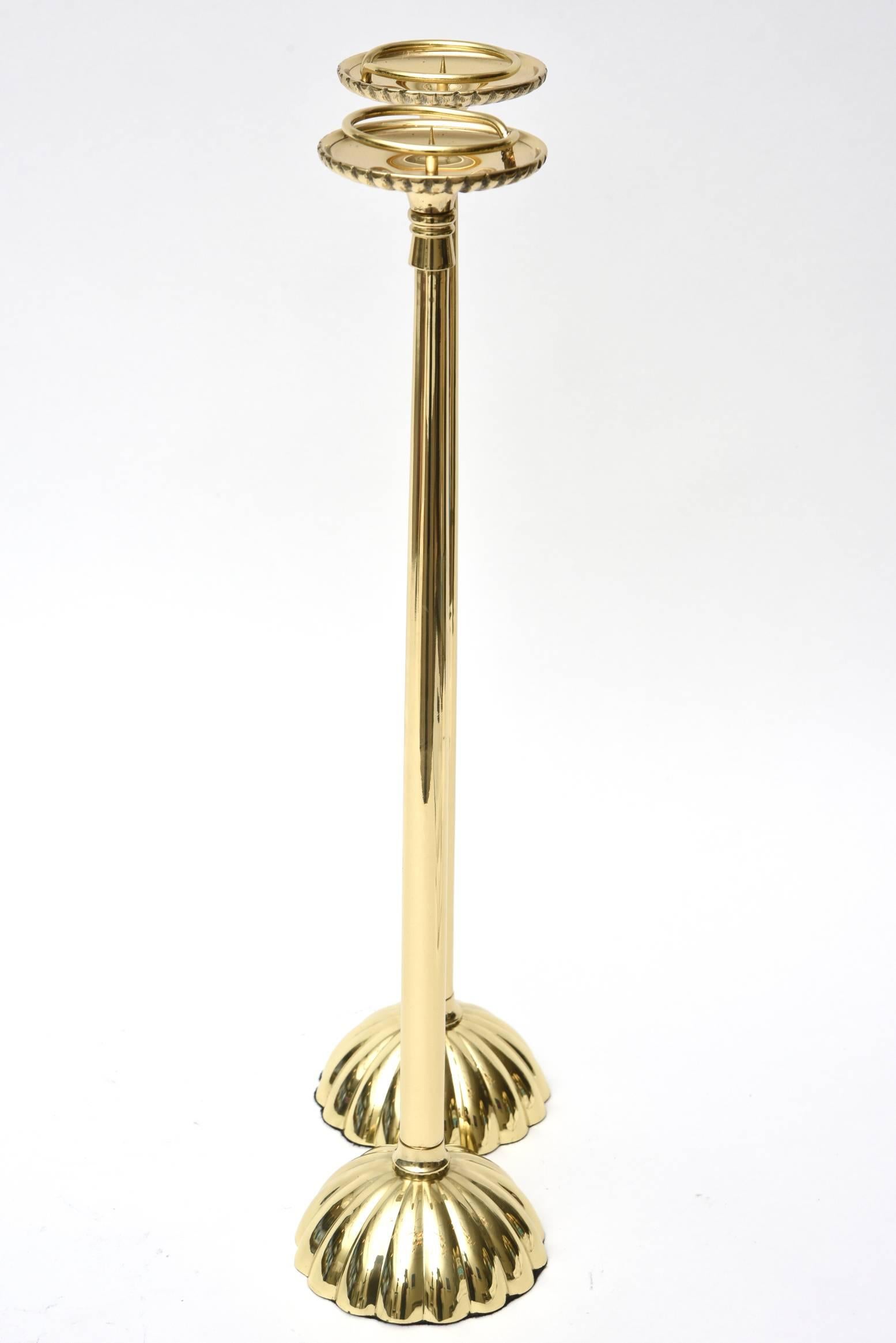 Japanese Pair of Brass Regal Candlesticks Vintage