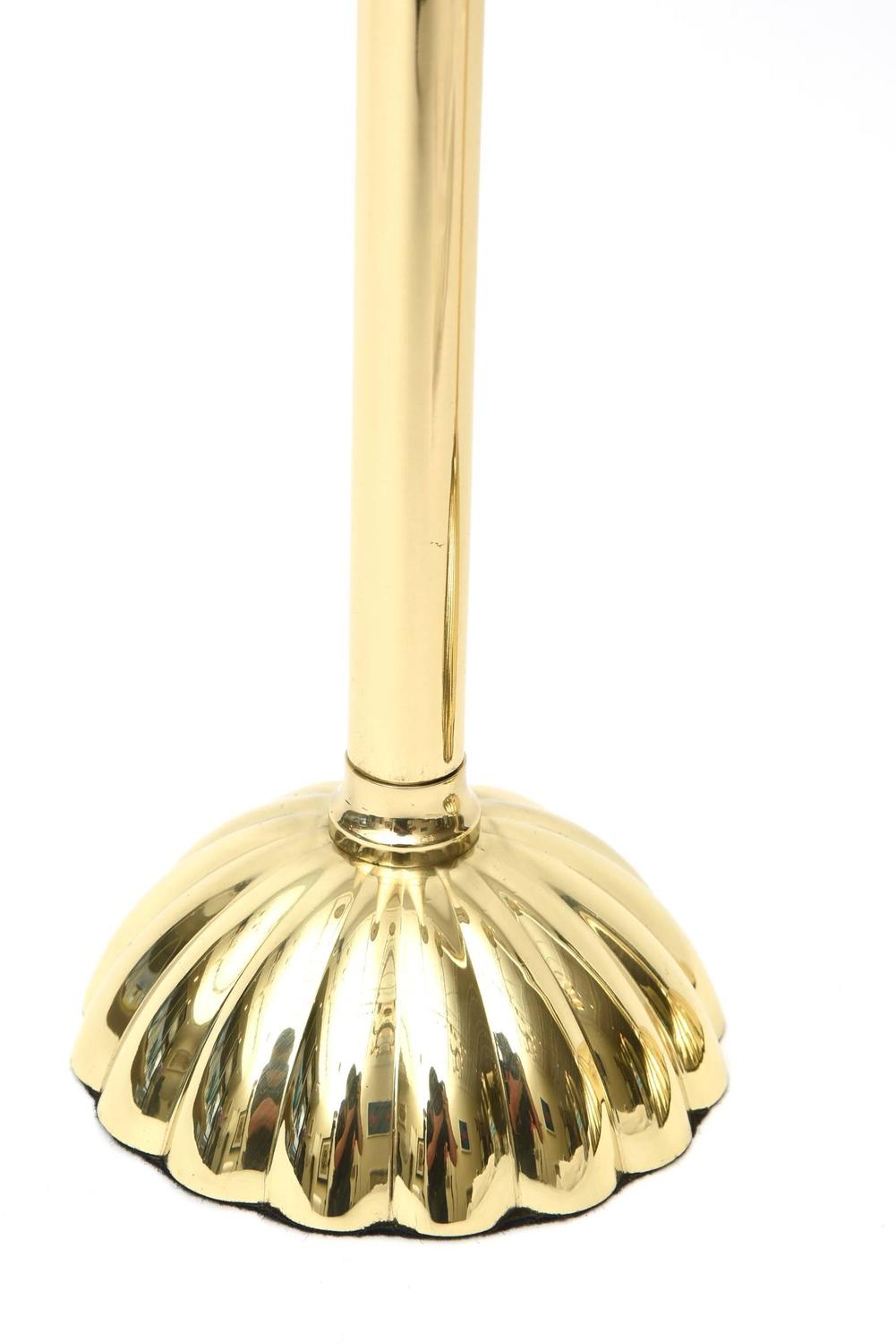 Pair of Tall Solid Brass Stately Candlesticks For Sale at 1stdibs