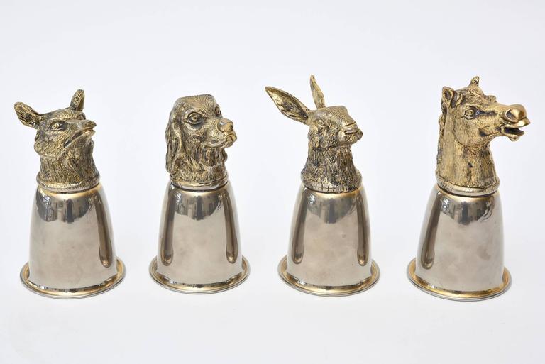 Set of Four Italian Hallmarked Gucci SilverPlate Stirrup Cups/ Barware