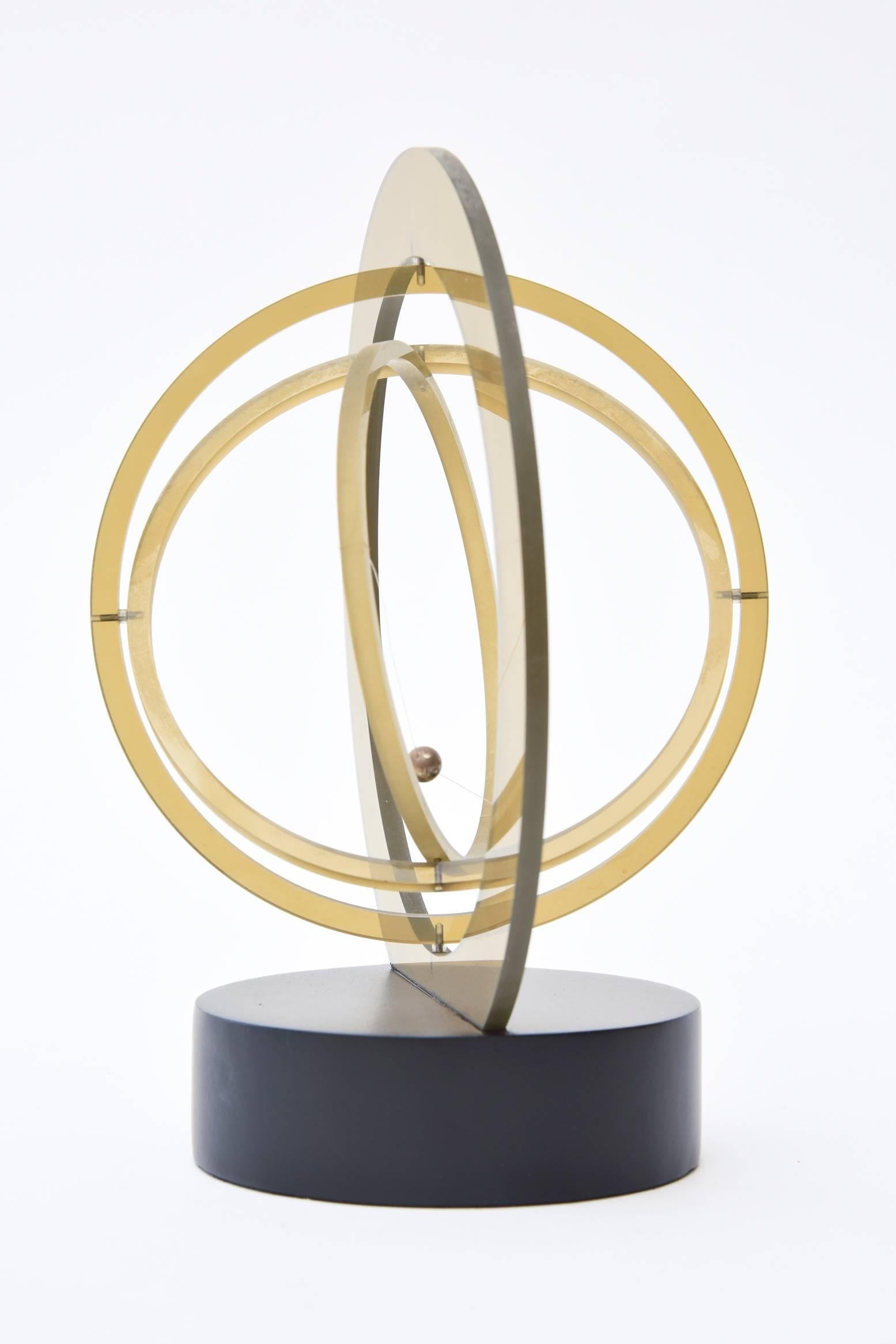 Lucite and Wood Danish Kinetic Atomic Sculpture Mid-Century Modern In Good Condition In North Miami, FL