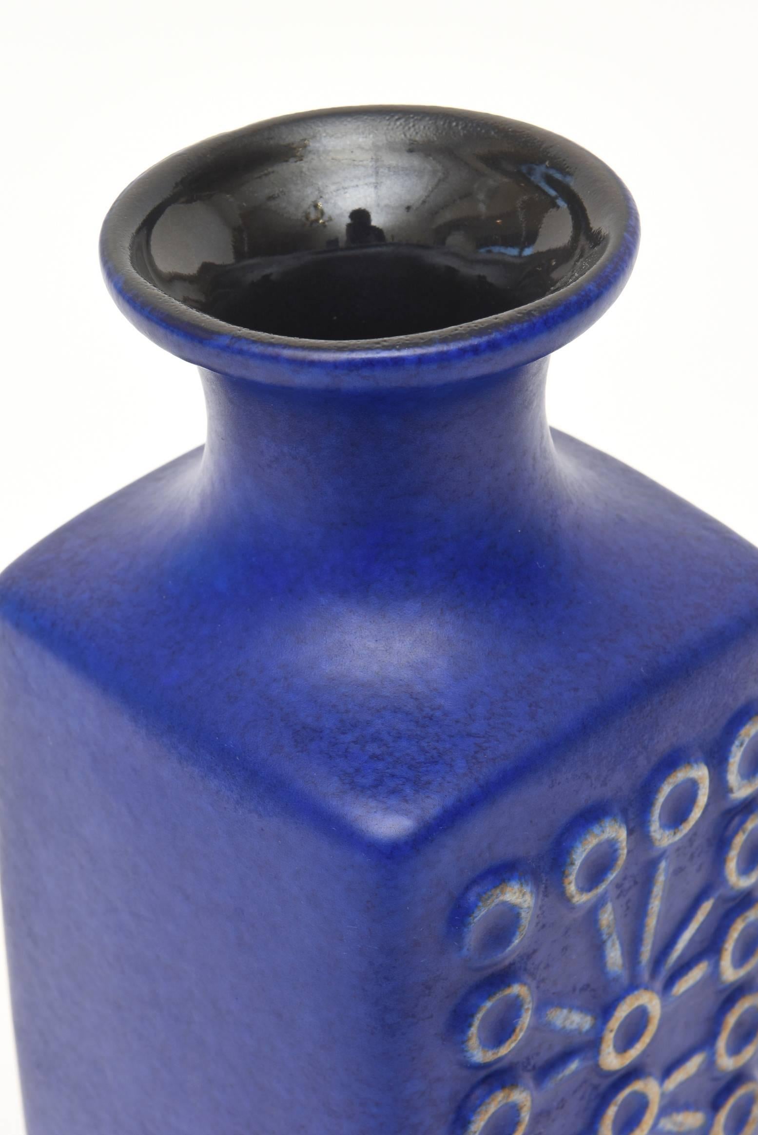 Ceramic Glazed Cobalt Blue Vase or Vessel Mid-Century Modern 1