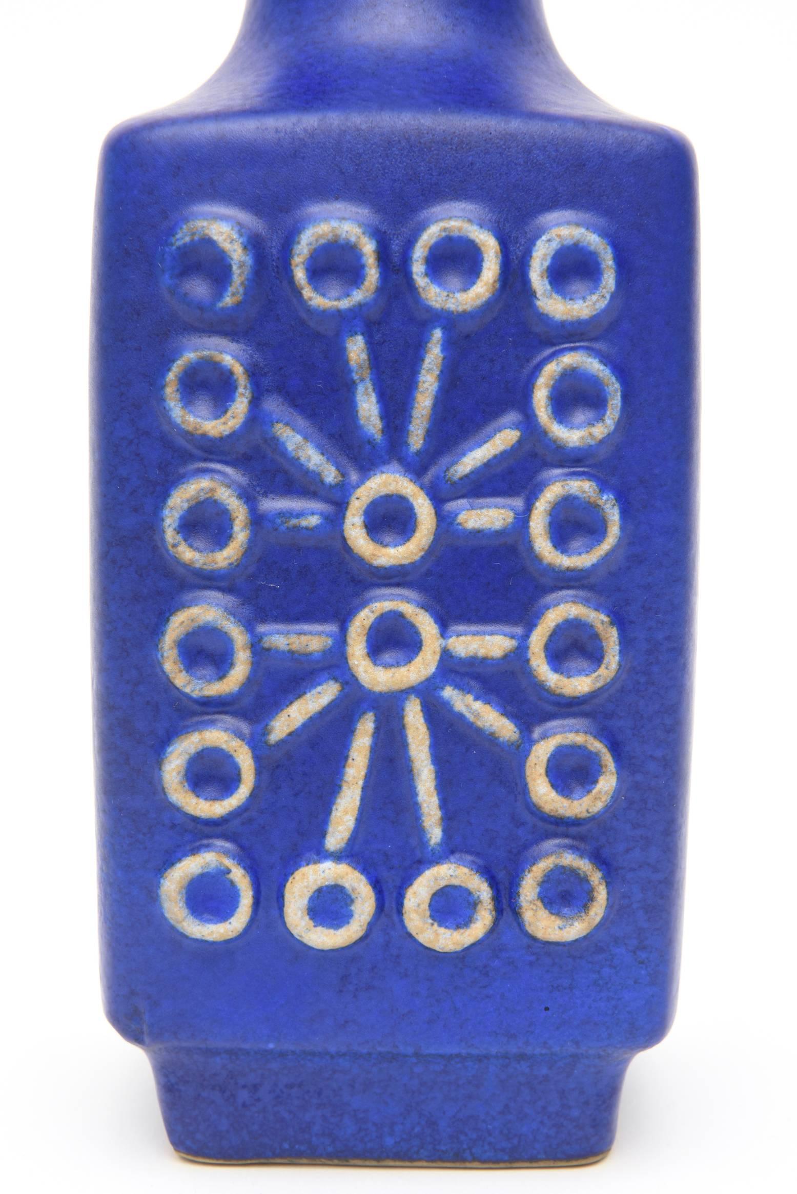 German Ceramic Glazed Cobalt Blue Vase or Vessel Mid-Century Modern