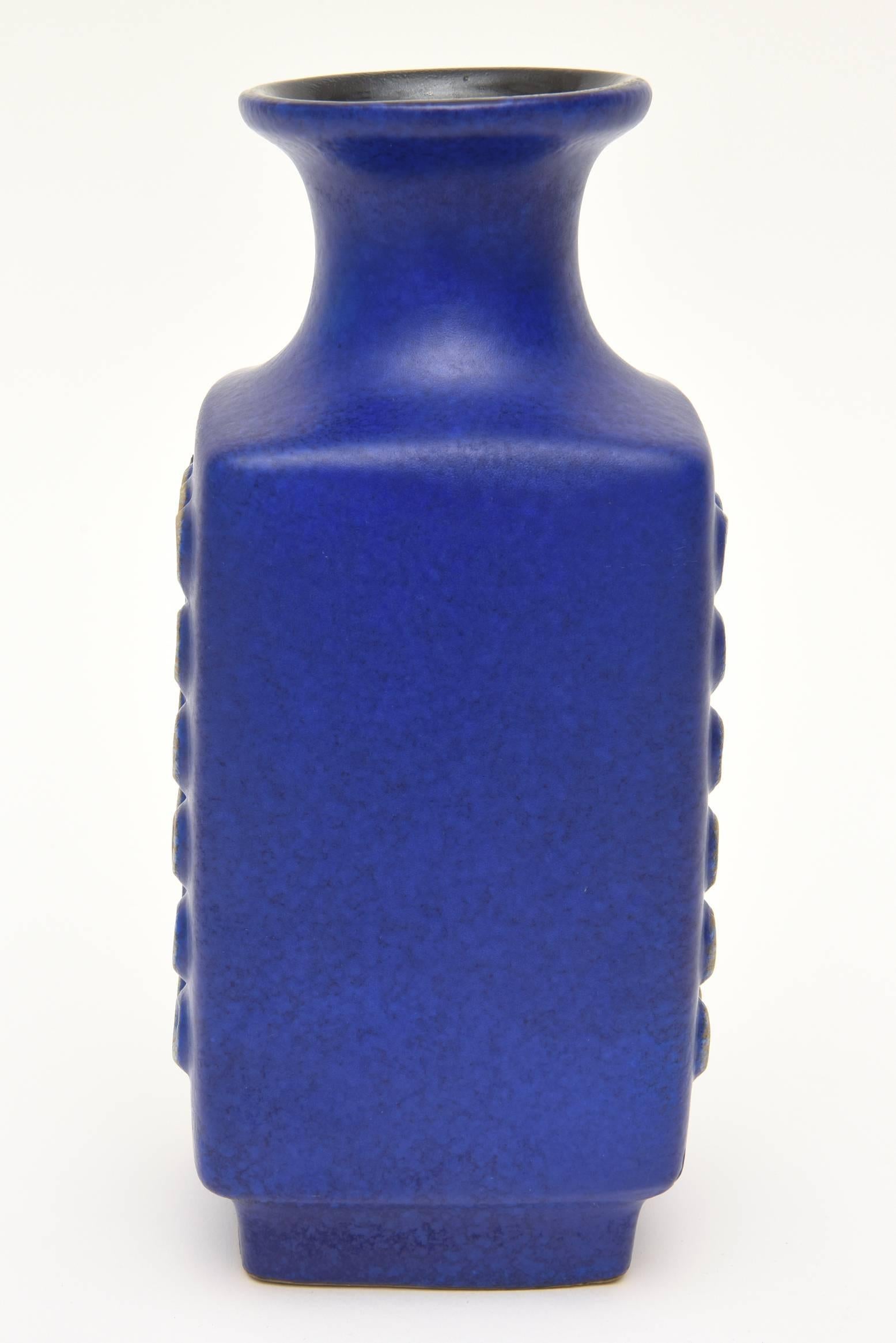 Ceramic Glazed Cobalt Blue Vase or Vessel Mid-Century Modern 2