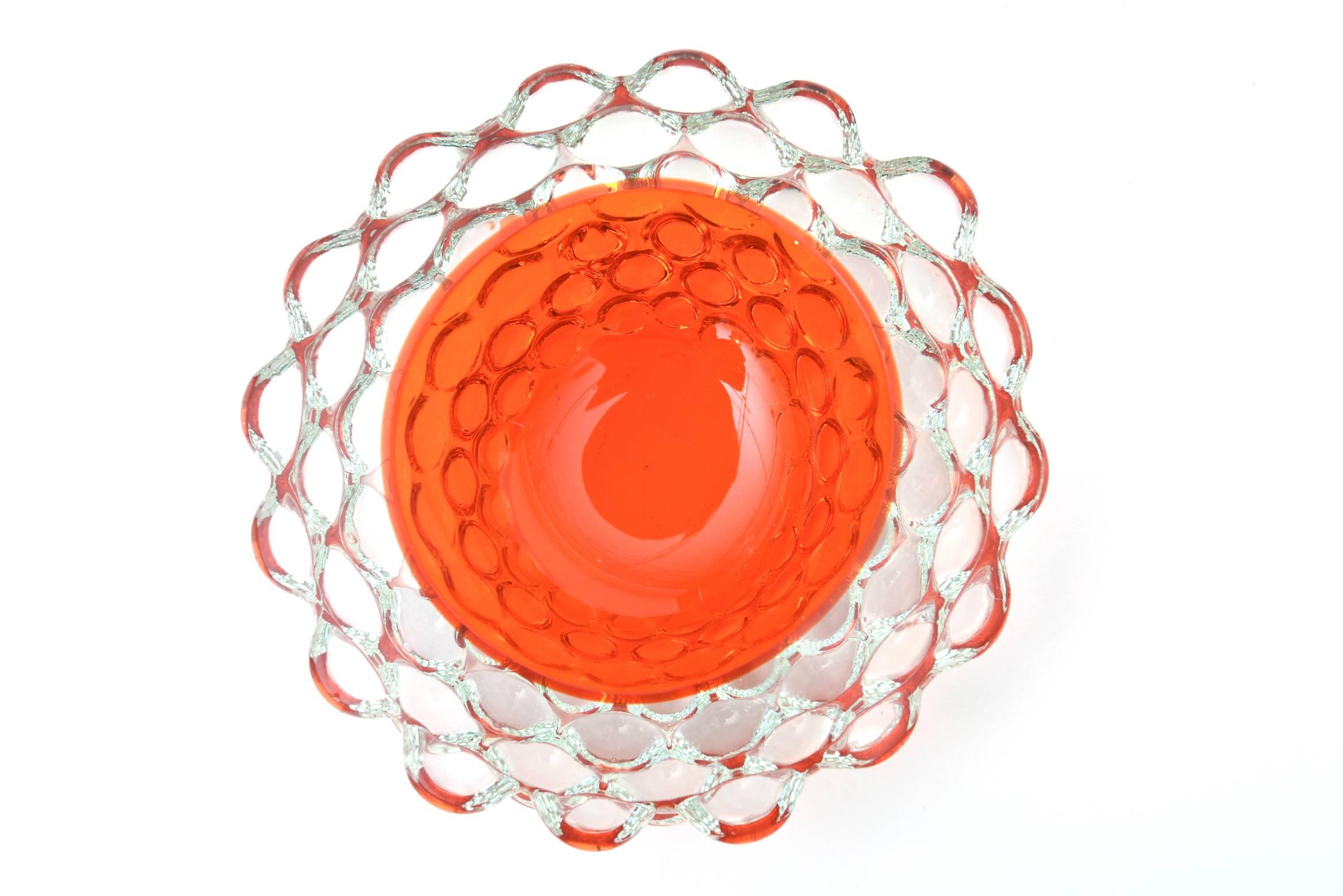 Late 20th Century Italian Murano G.Campanella Garoppolo Sommerso Glass Bubble Bowl