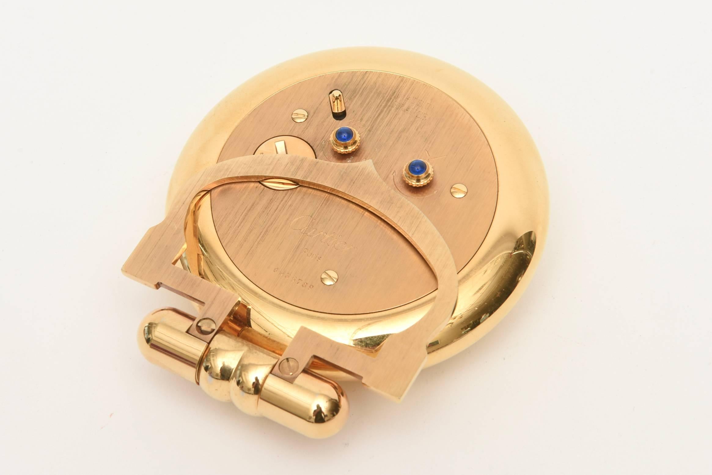 French  Cartier 24-Karat Gold-Plated Travel, Desk or Nightstand Quartz Clock / SAT.SALE