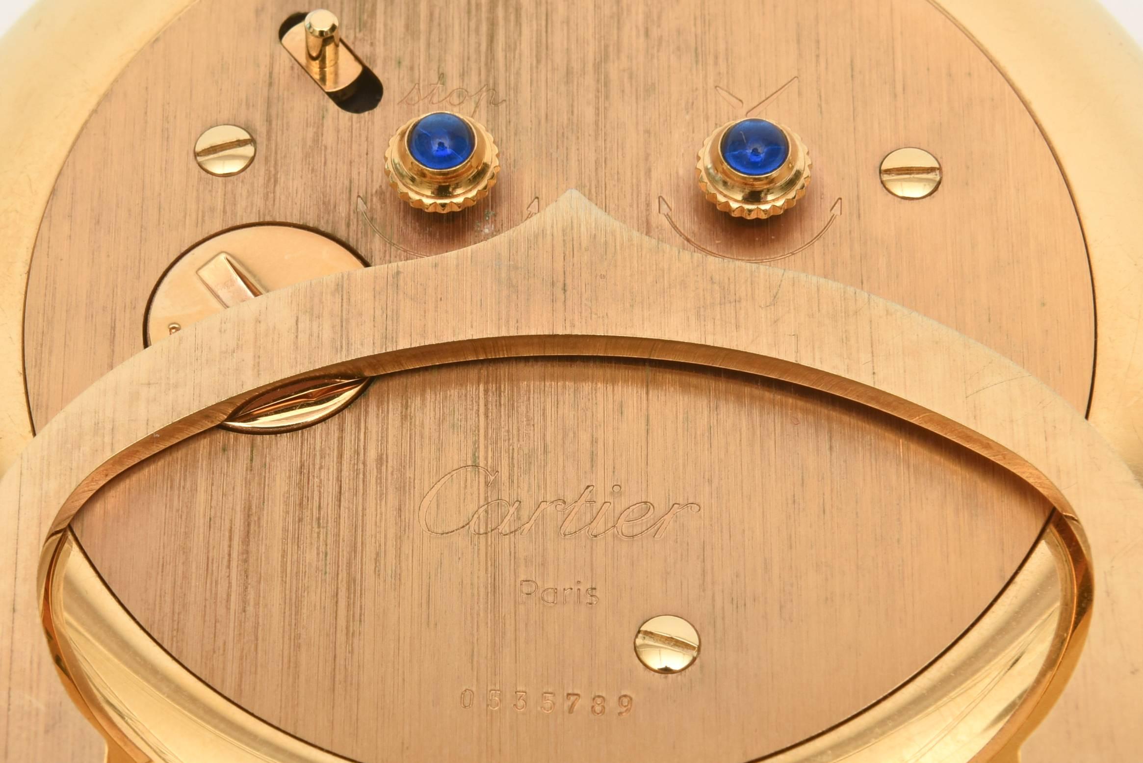  Cartier 24-Karat Gold-Plated Travel, Desk or Nightstand Quartz Clock / SAT.SALE In Excellent Condition In North Miami, FL