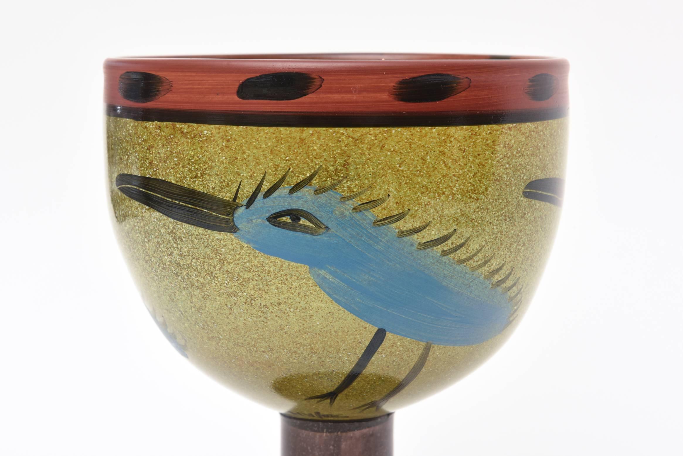 Swedish Signed Kosta Boda Hand-Painted Glass Vase/ Vessel/ Object/Sculpture /SALE