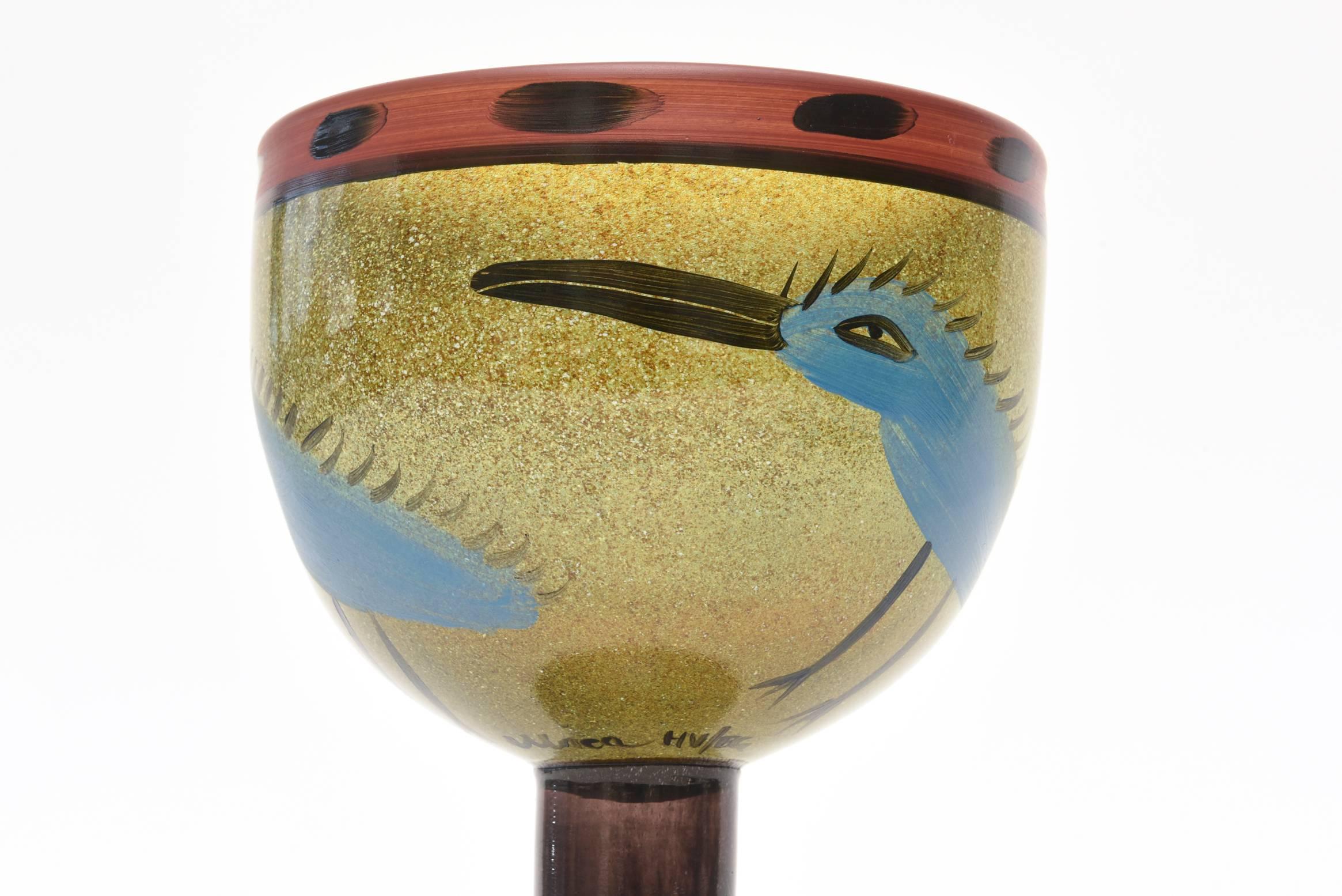 Blown Glass Signed Kosta Boda Hand-Painted Glass Vase/ Vessel/ Object/Sculpture /SALE