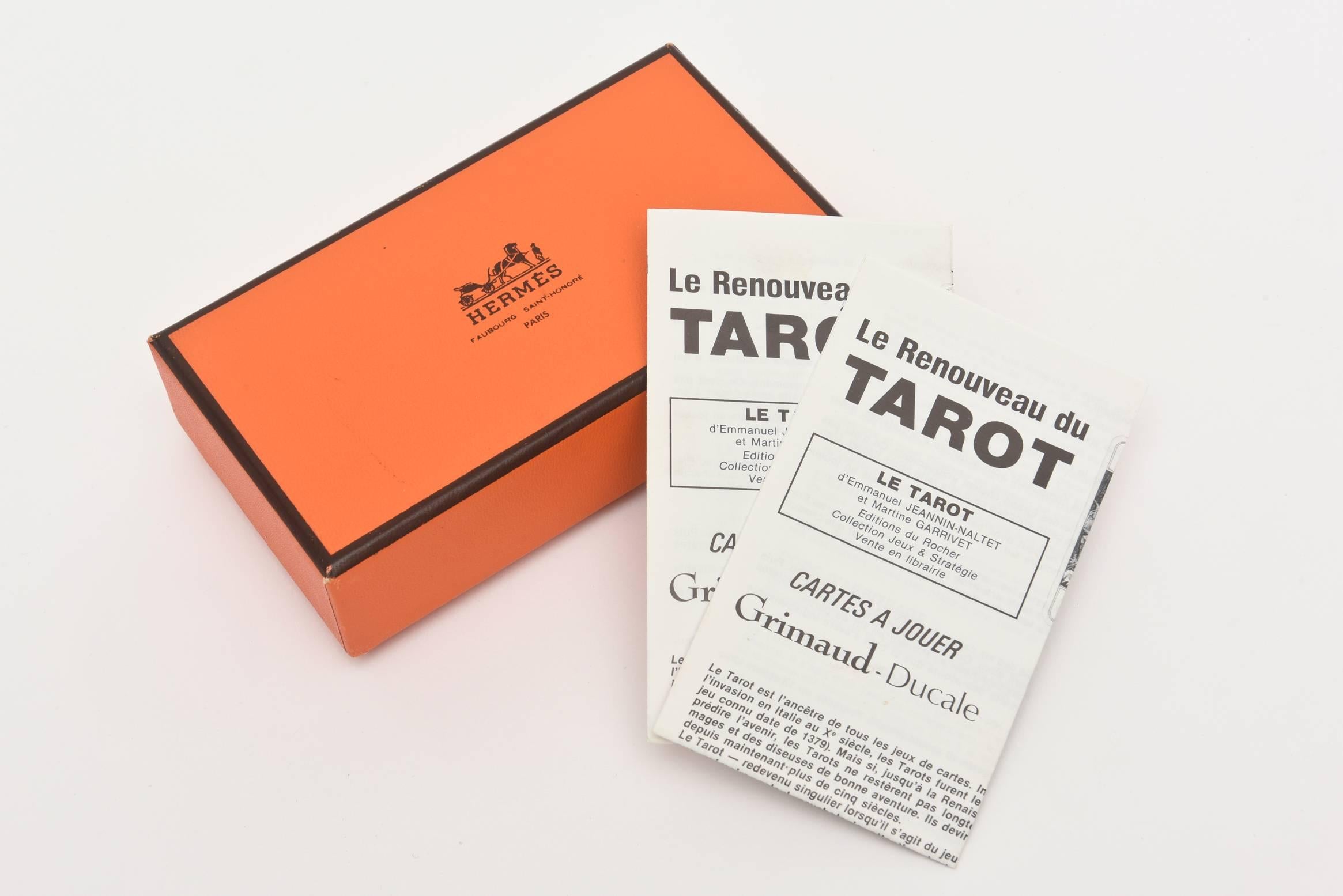 For the tarot reader or the gift giver, this set of lovely Hermes tarot cards is a must. They are rare and authentic and in their original box and also has it’s own Hermes paper bag
A great desk accessory.