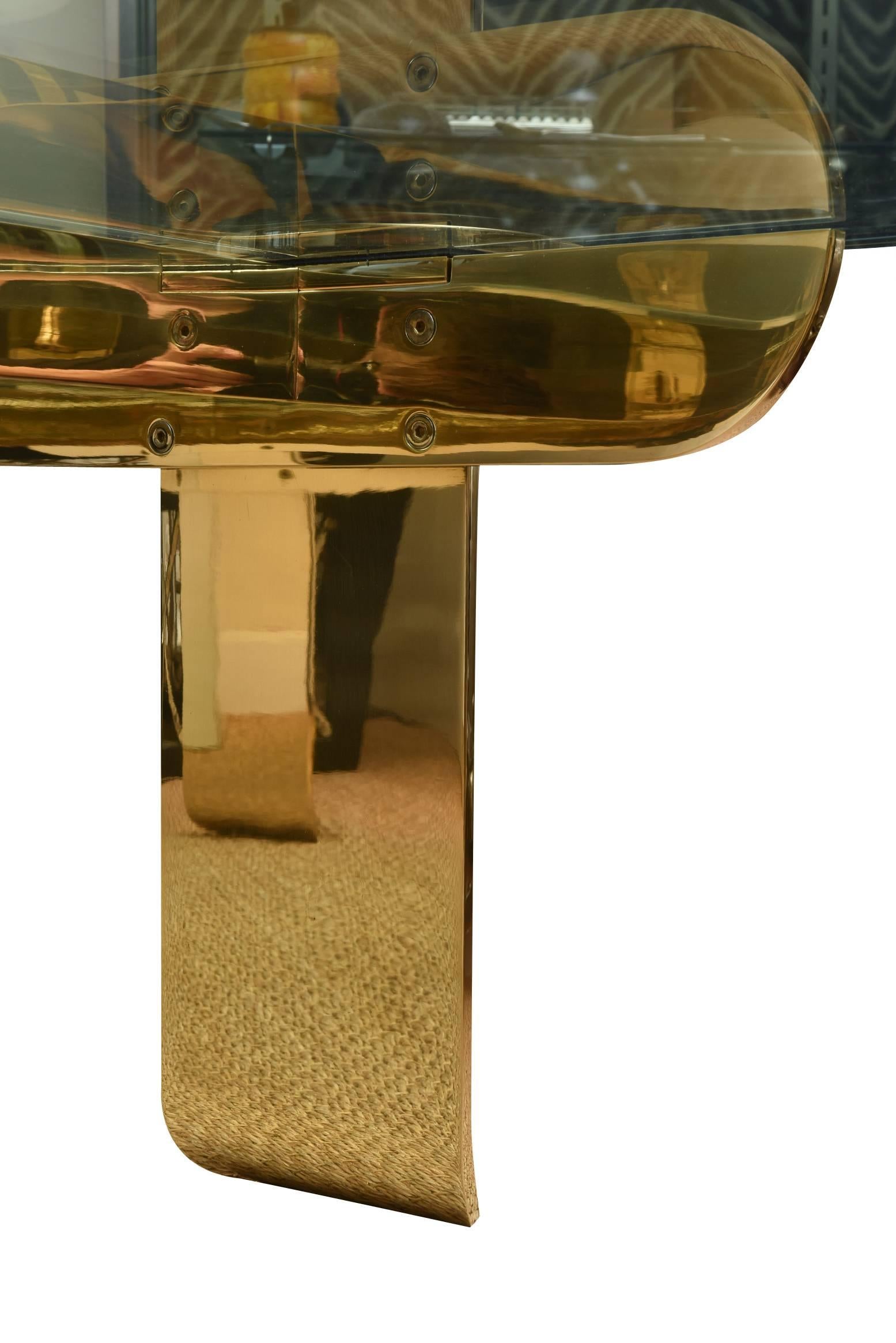 Vintage Italian Brass and Glass Sculptural Cocktail Table 4