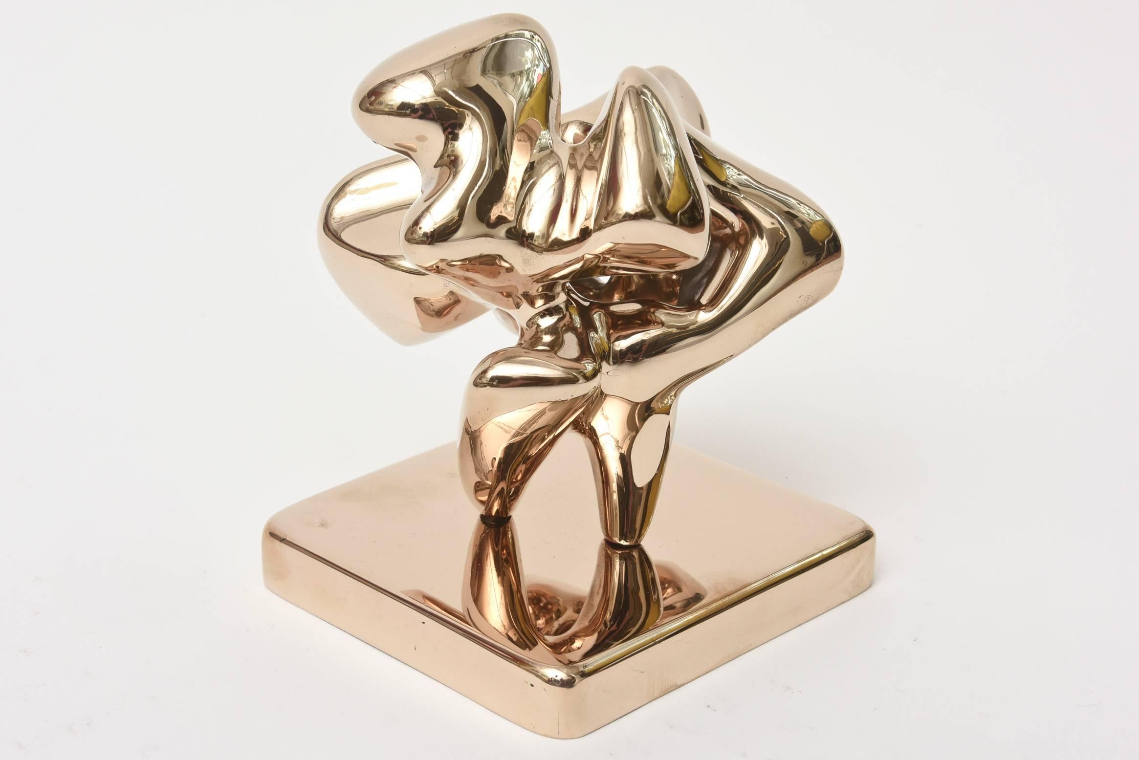 American Signed Karpel Polished Bronze Abstract Sculpture