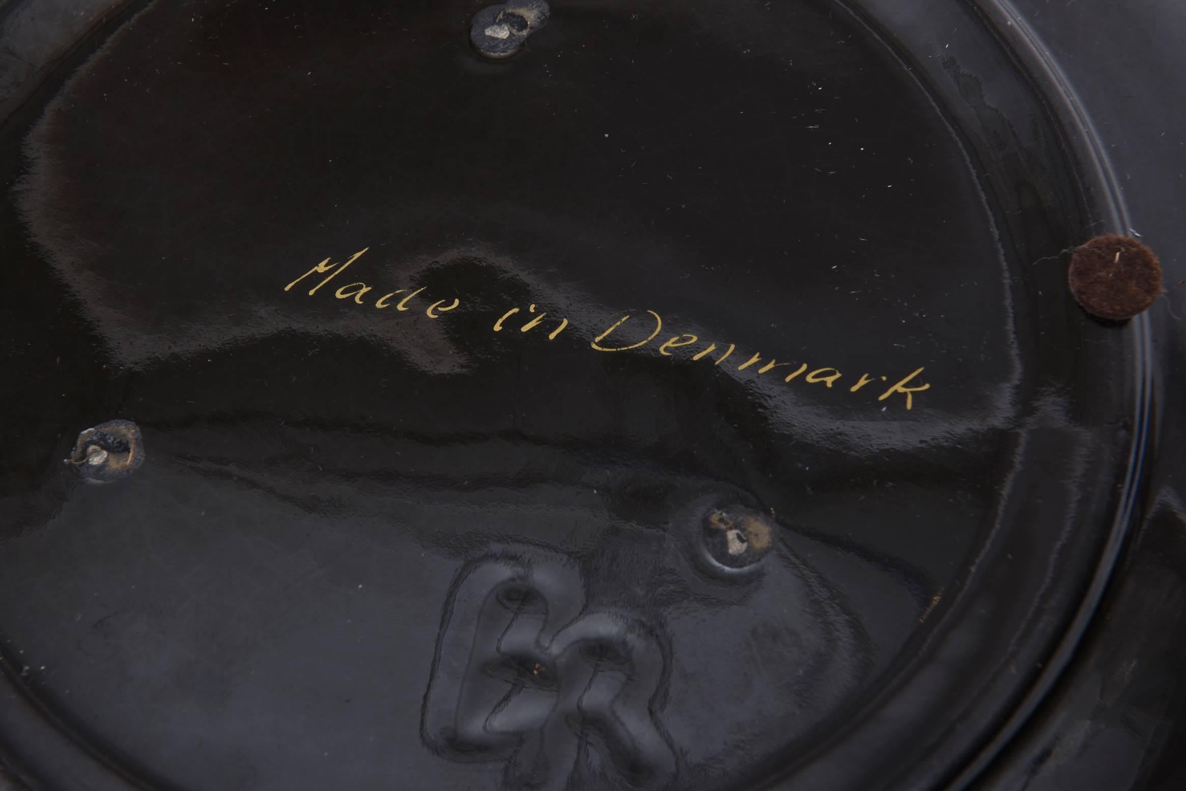 Danish Black and White Glass Mosaic Over Ceramic Bowl or Dish Midcentury
