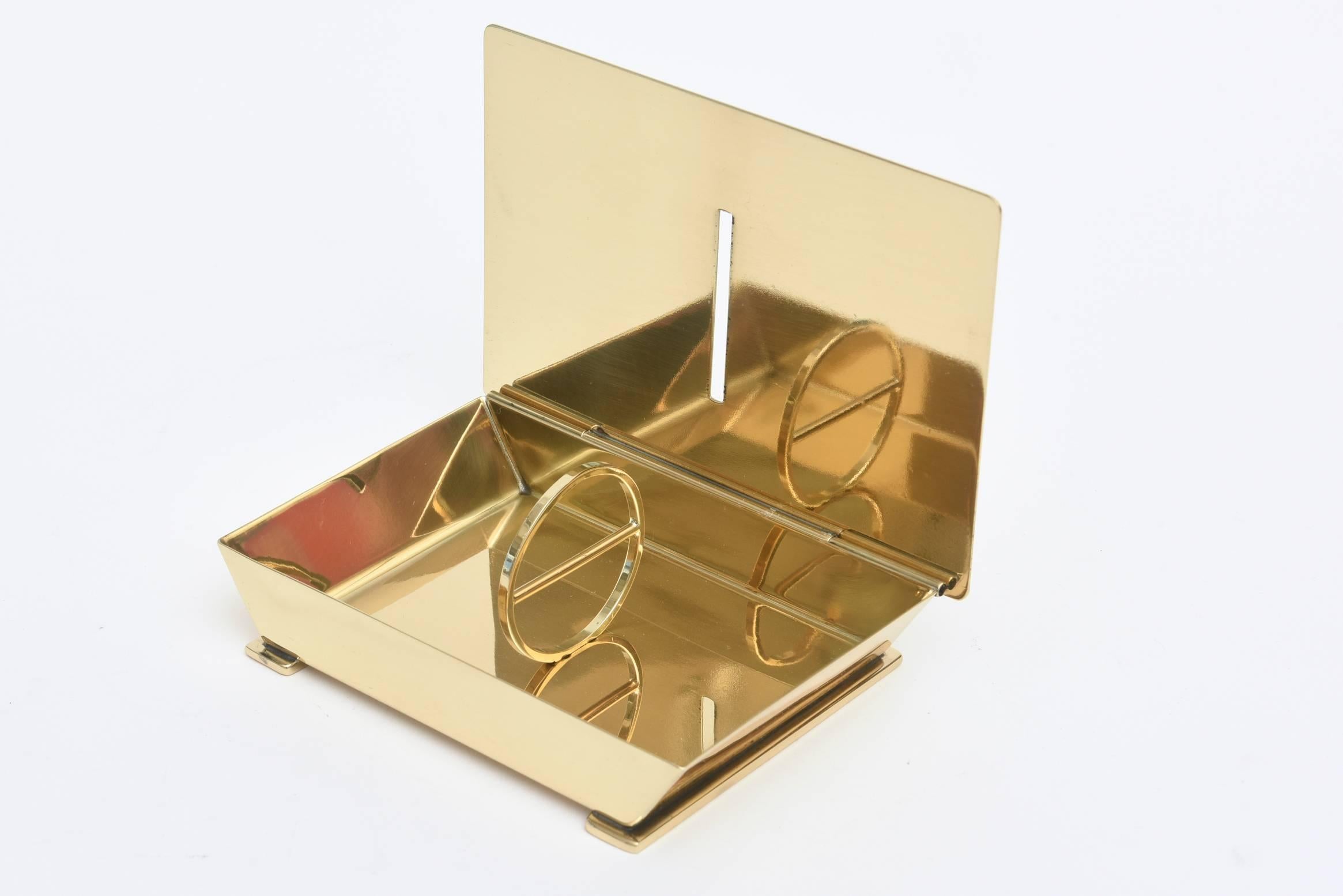 Mid-20th Century Polished Solid Brass Mid-Century Modernist Hinged Box