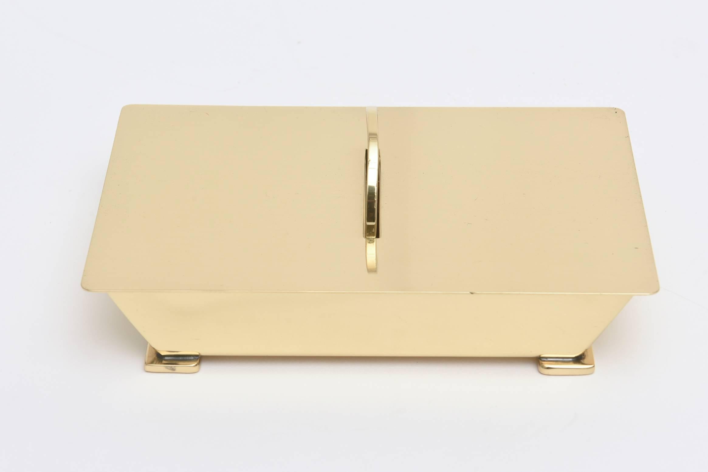 Polished Solid Brass Mid-Century Modernist Hinged Box 4
