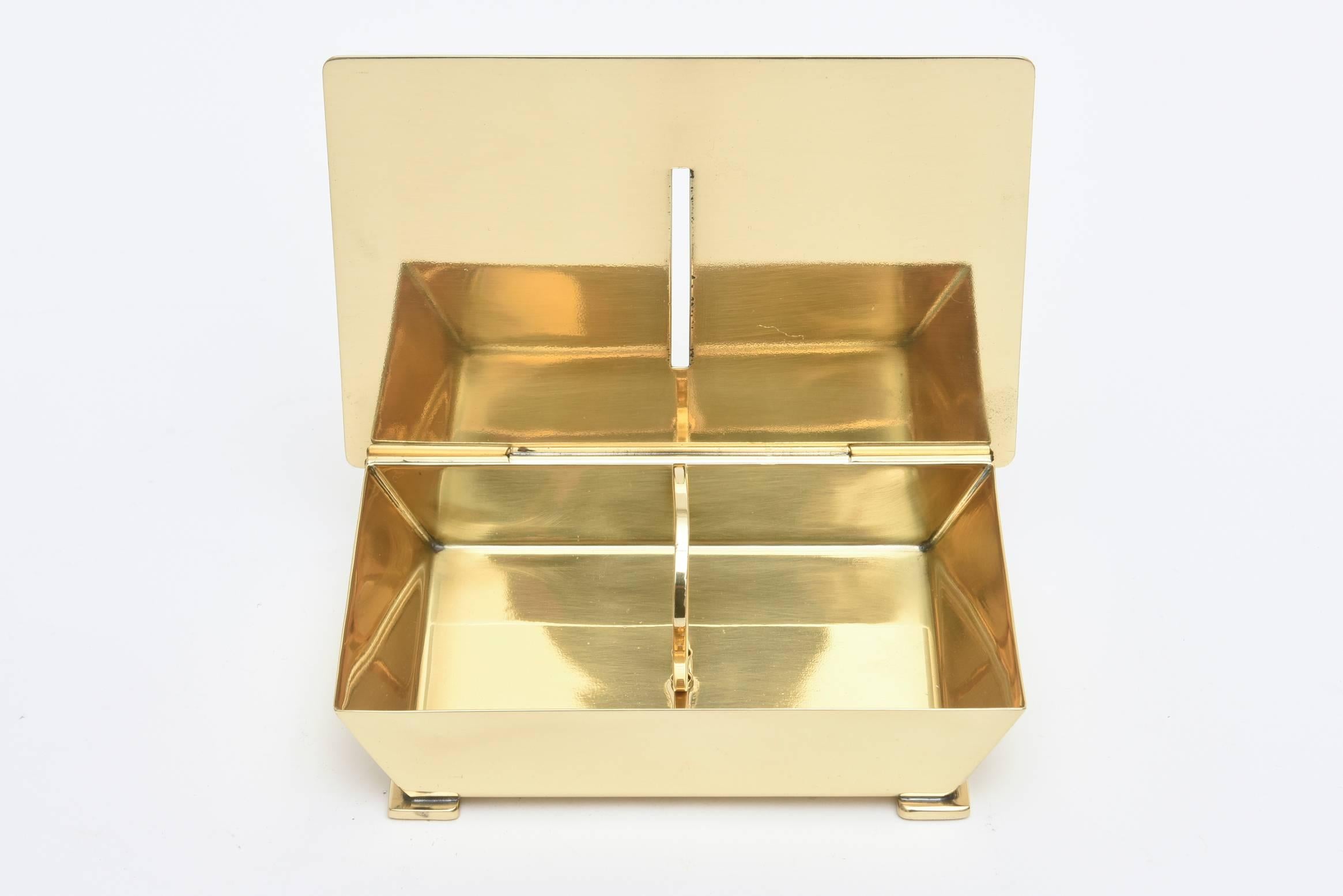Polished Solid Brass Mid-Century Modernist Hinged Box 1