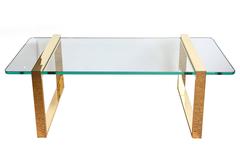 Leon Rosen for Pace Gold-Plated and Glass Sculptural Cocktail or Library Table