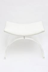 Sculptural Arched Vintage Lucite and Upholstered Vanity Stool or Bench