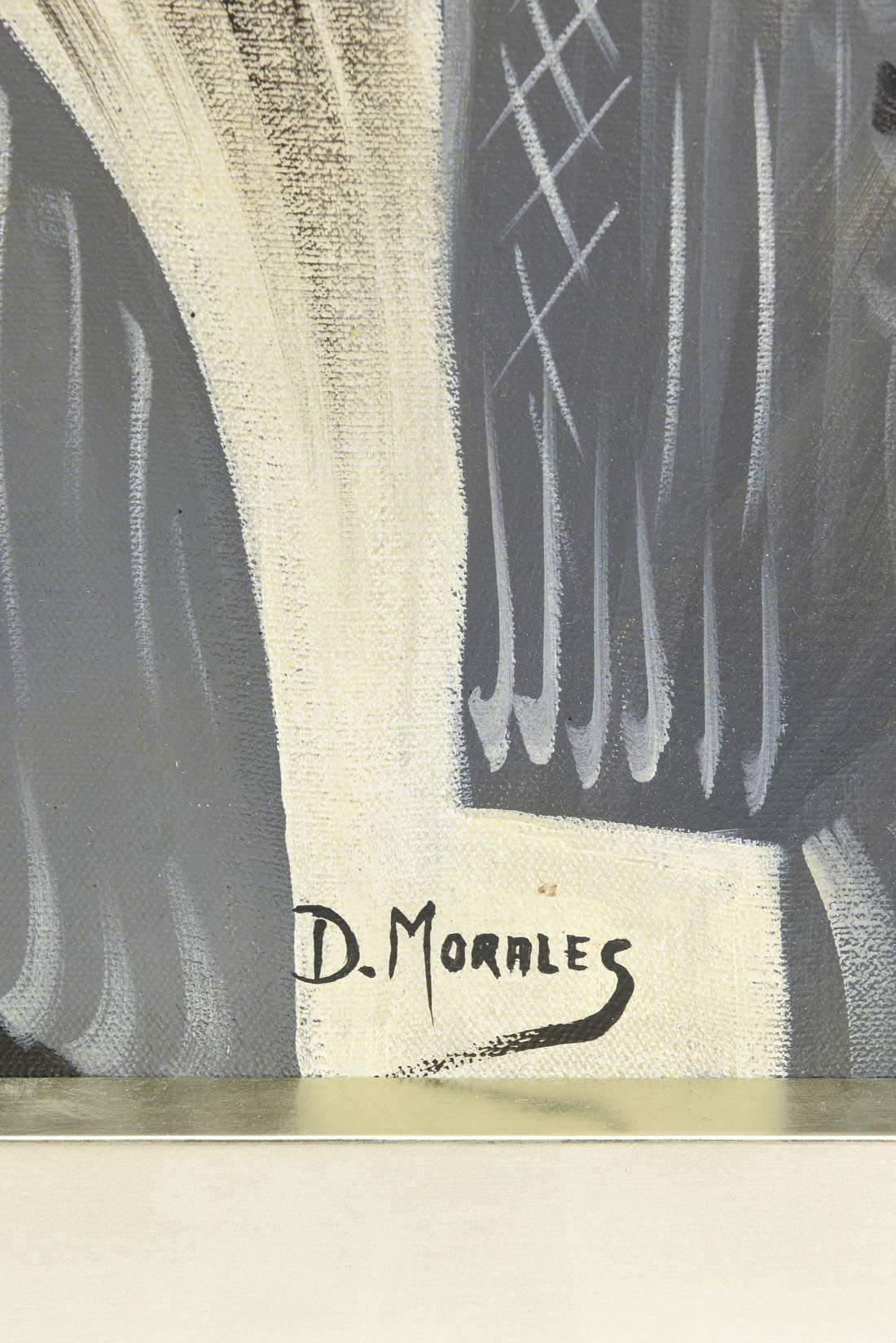 Cuban Abstract Signed and Titled Daniel Morales Acrylic Framed Painting