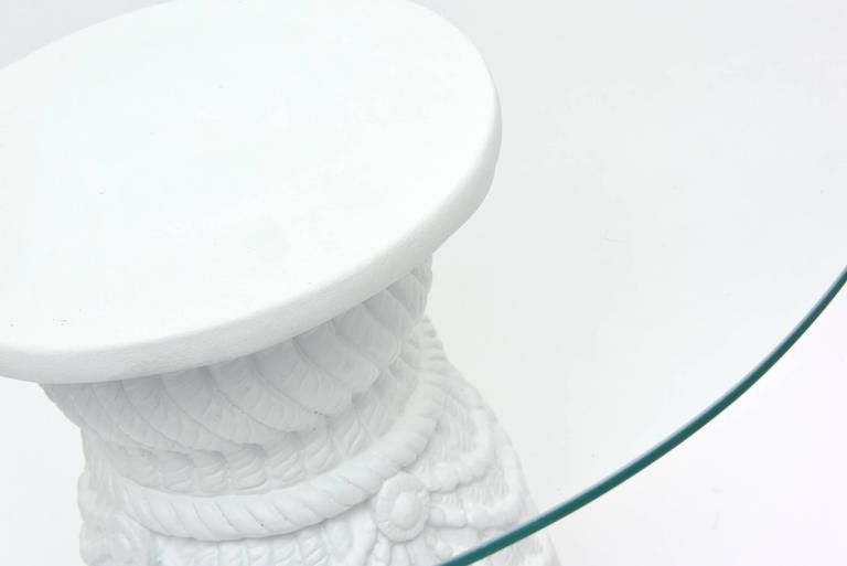 Plaster of Paris White Draped Tassle Sculptural Side Tables John Dickinson Style For Sale 1